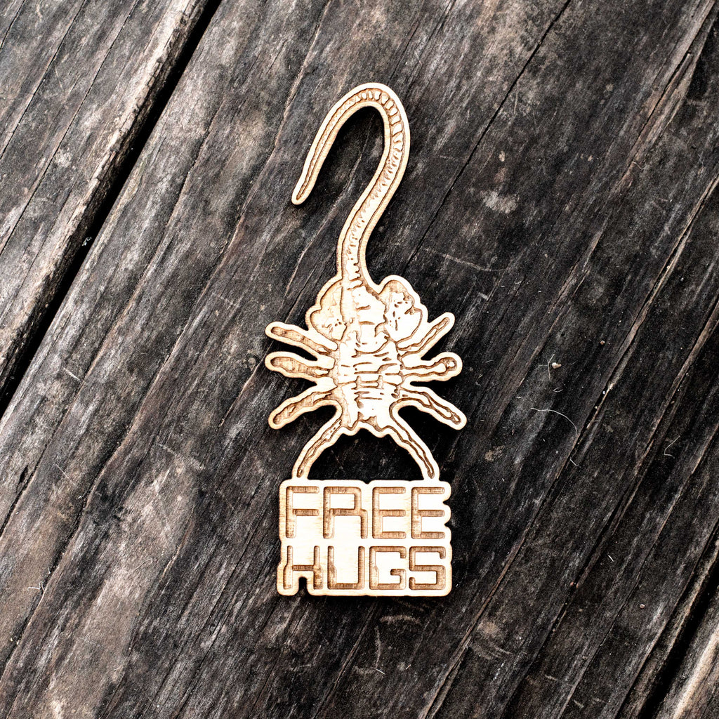 Ornament - Free Hugs - Raw Wood 1x4in