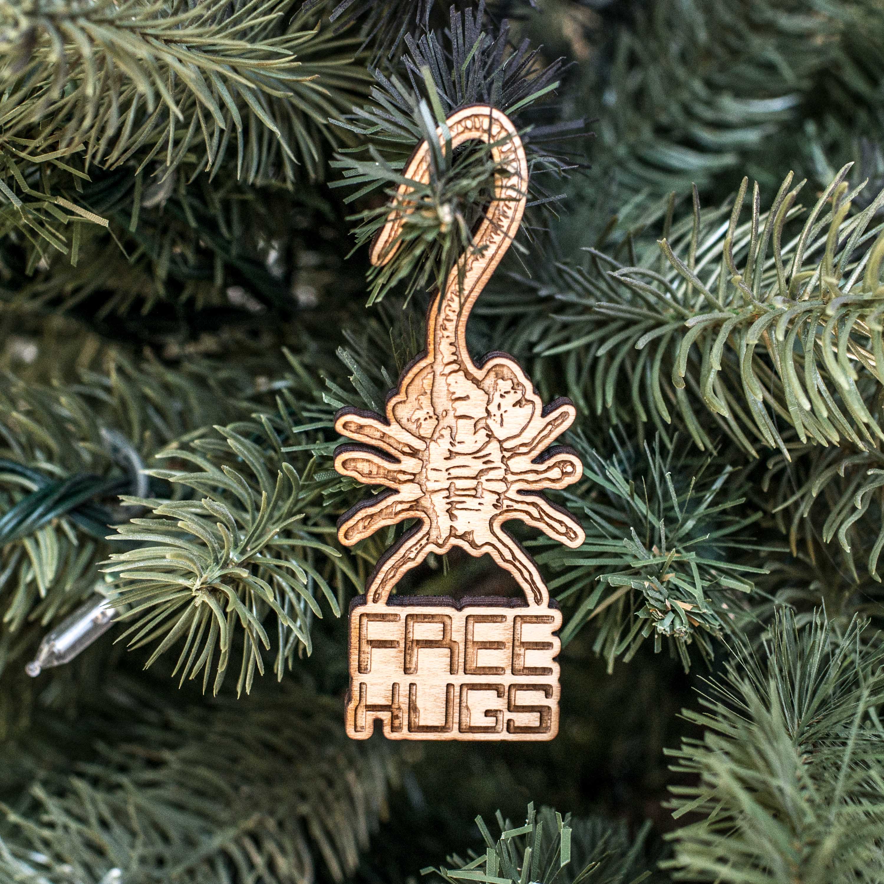 Ornament - Free Hugs - Raw Wood 1x4in