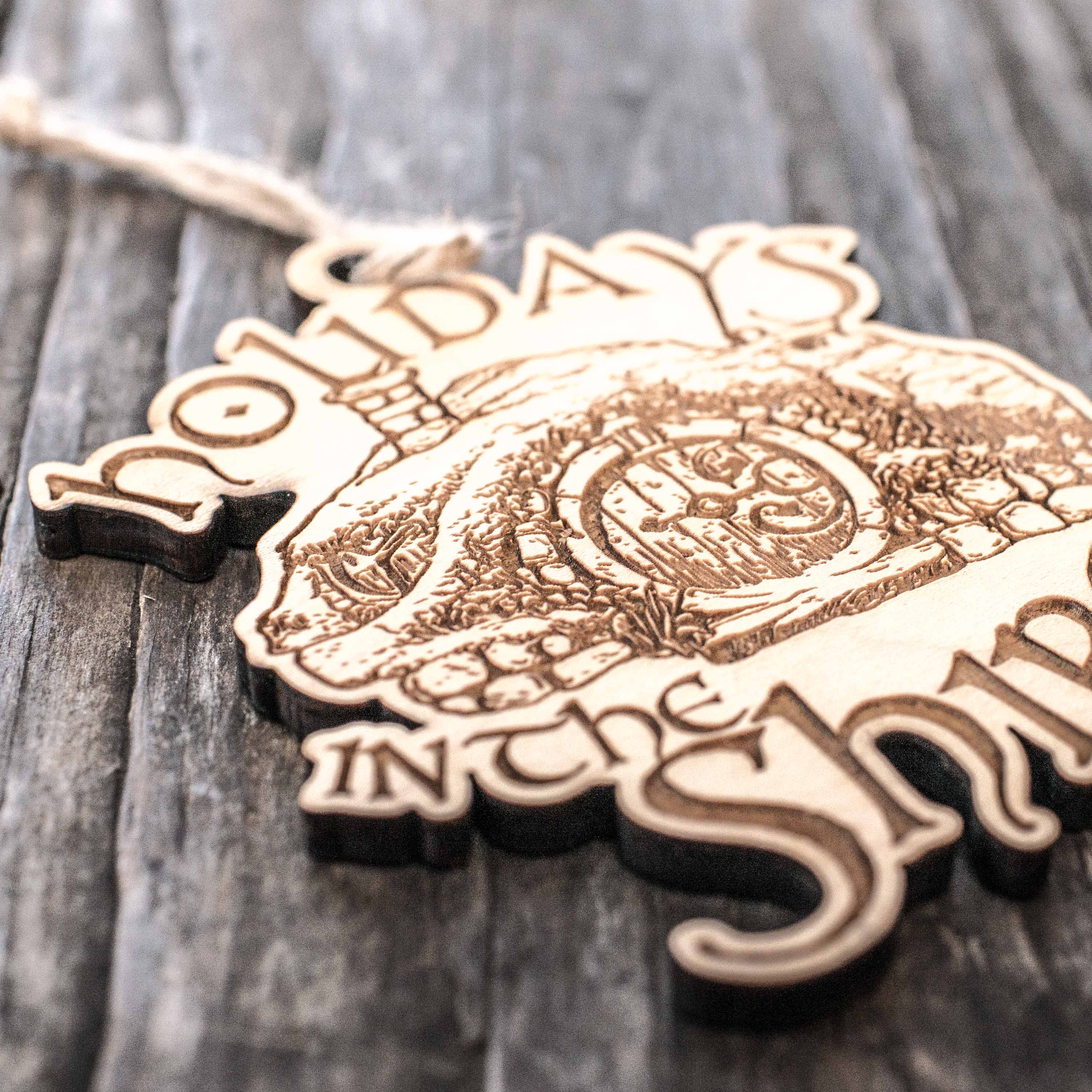 Ornament - Holidays in the Shire - Raw Wood 4x3n