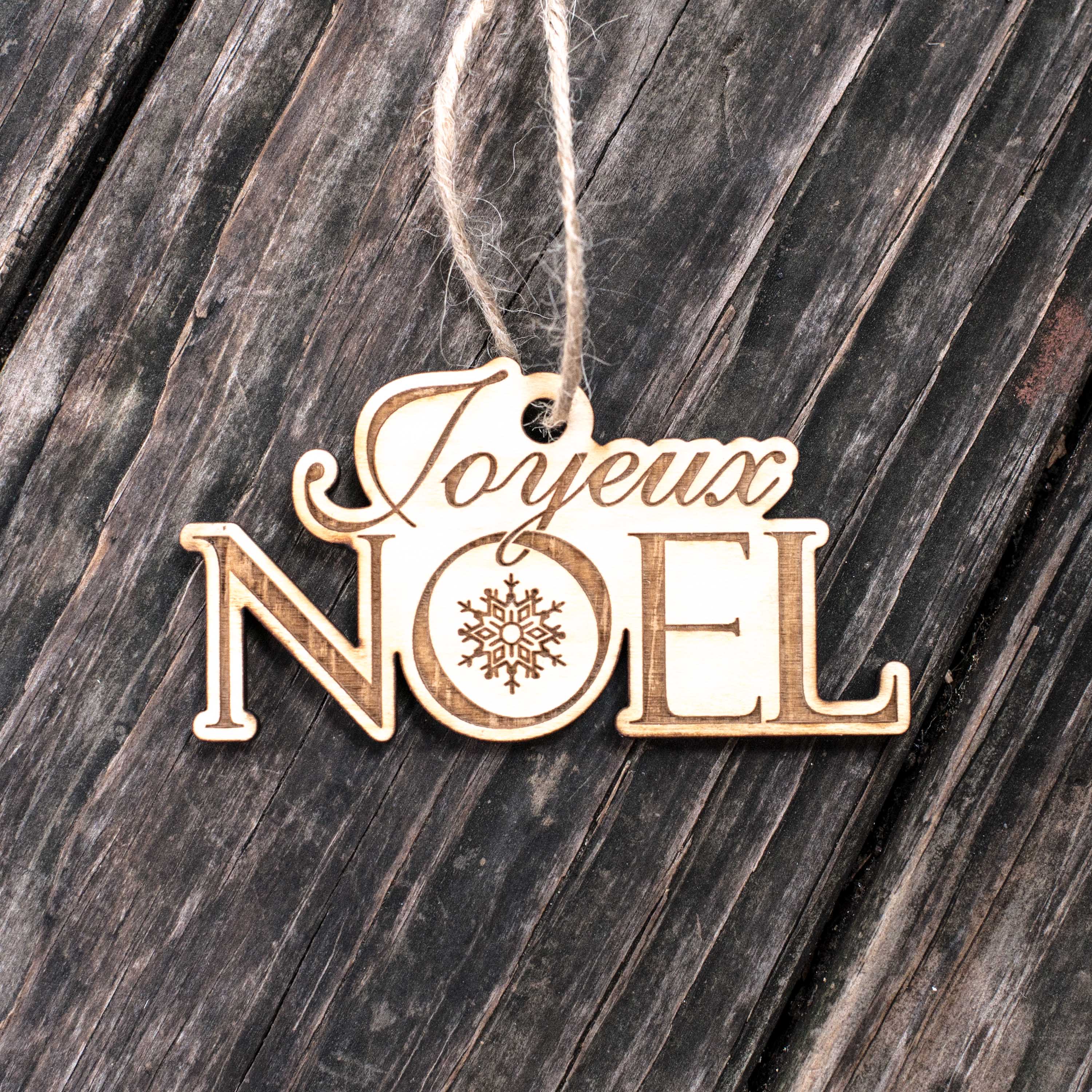Ornament - Joyeux Noel - Raw Wood 4x2in