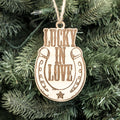 Ornament - Lucky in Love - Horseshoe - Raw Wood 3x5in