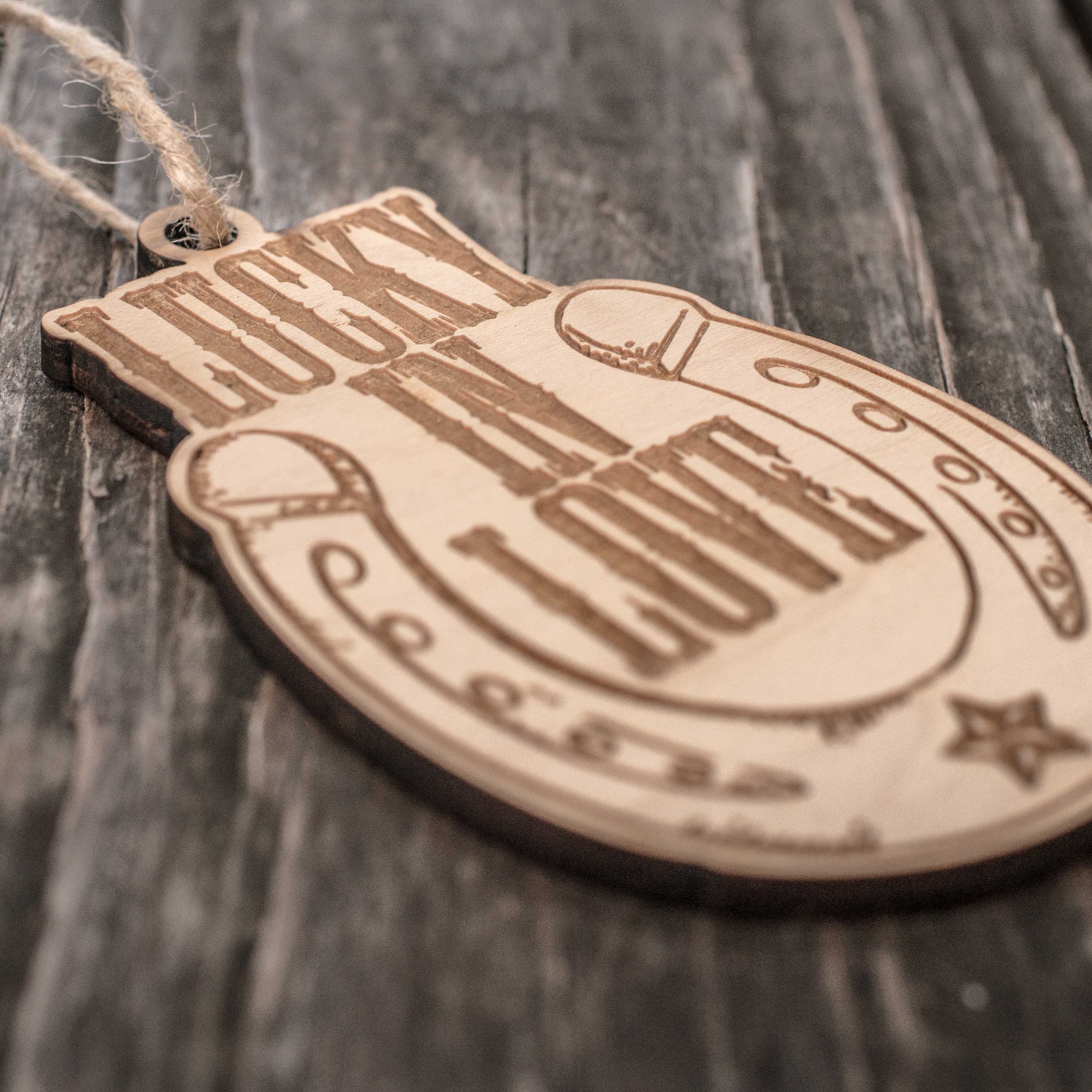 Ornament - Lucky in Love - Horseshoe - Raw Wood 3x5in