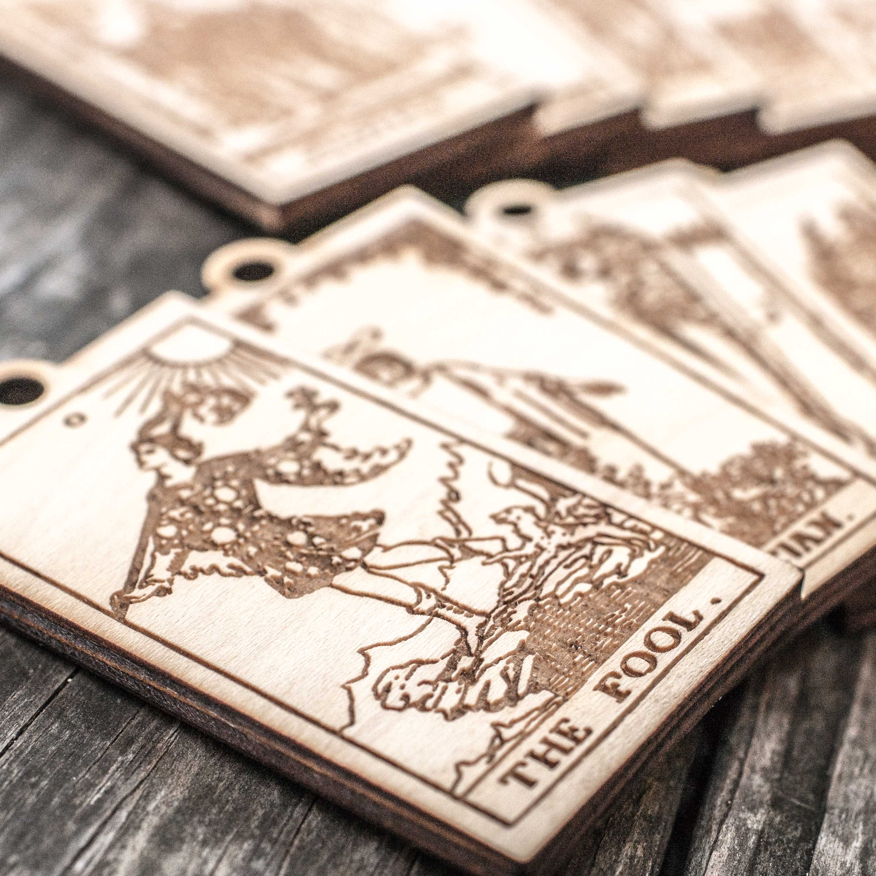 Ornament - Major Arcana -Tarot Deck - Set of 22 - Raw Wood 2x3in