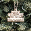 Ornament - Merry Christmas from the Upsidedown - Raw Wood 2x3in