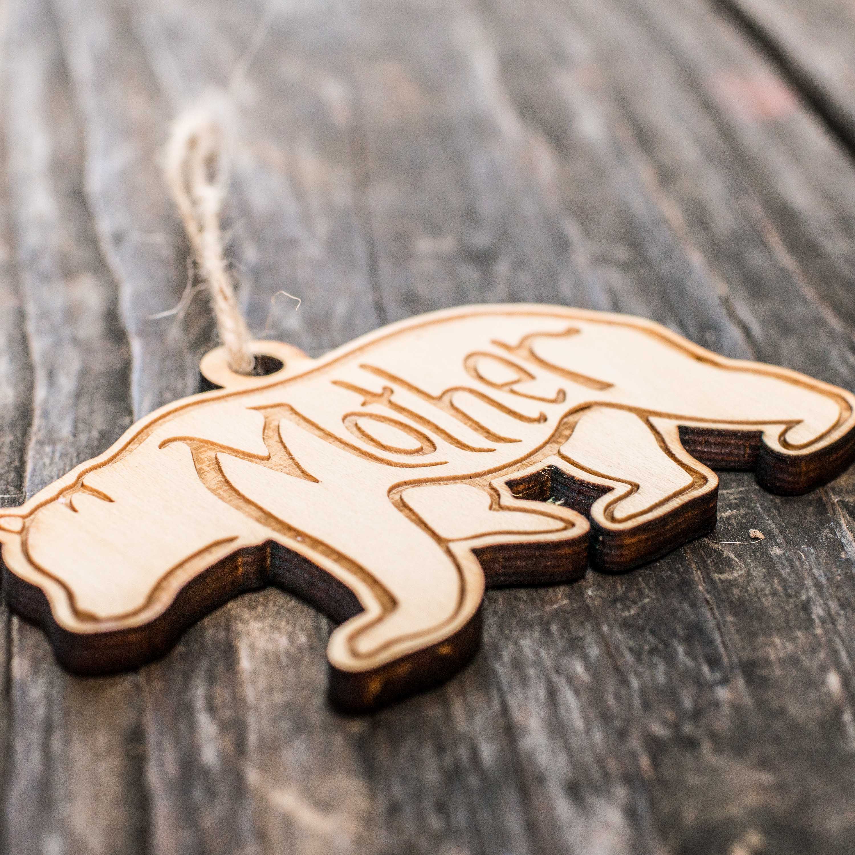 Ornament - Mother Bear - Raw Wood 4x2in