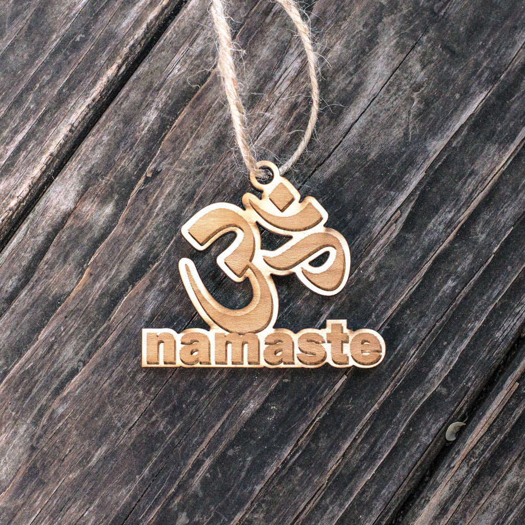 Ornament - Namaste - Raw Wood 3x3in
