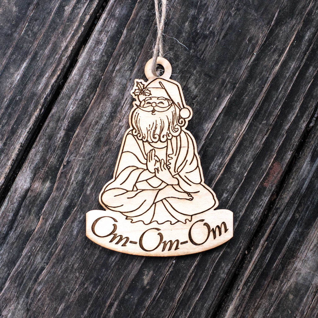Ornament - Om Om Om - Raw Wood 4x3in