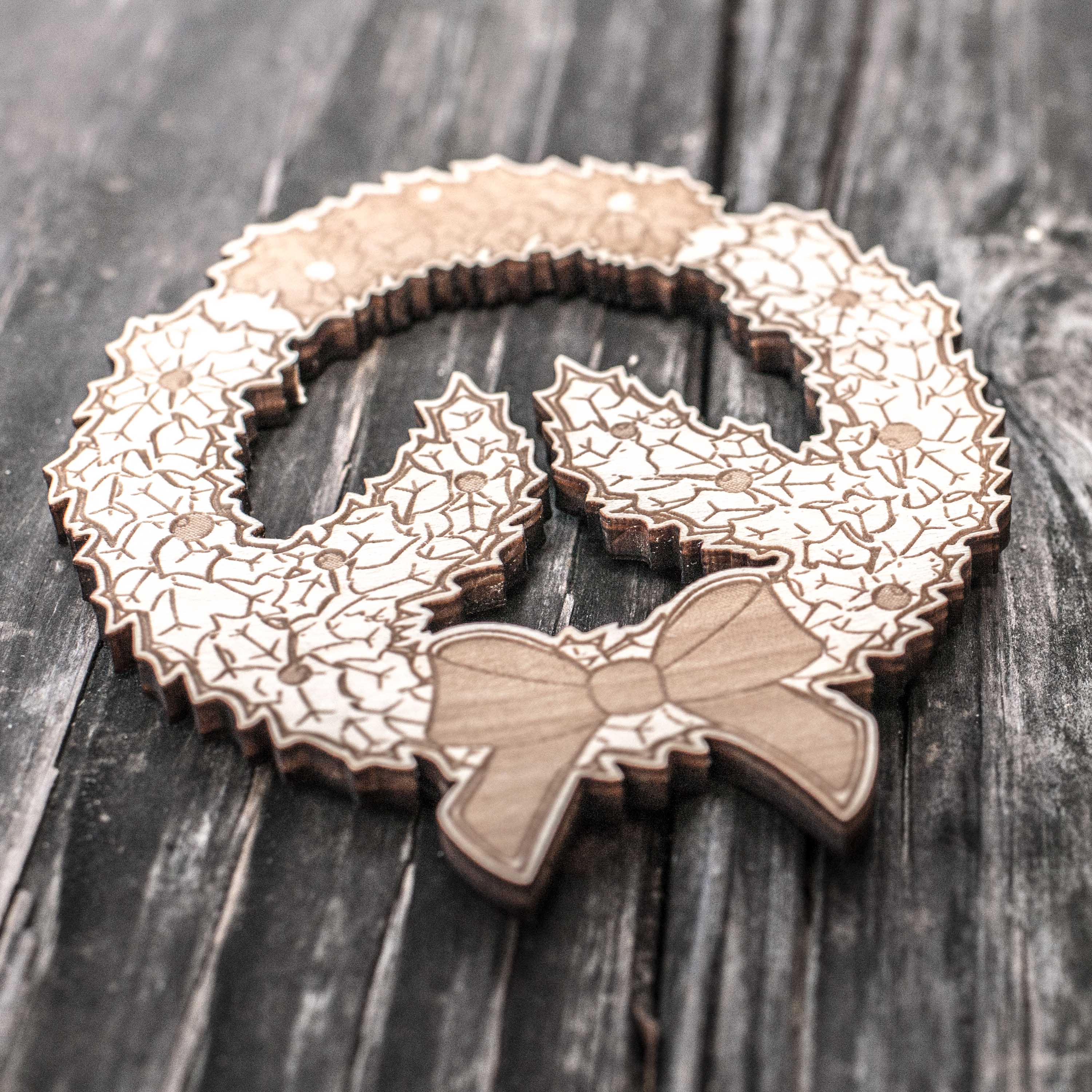 Ornament - OverWreath - Raw Wood 4x4in