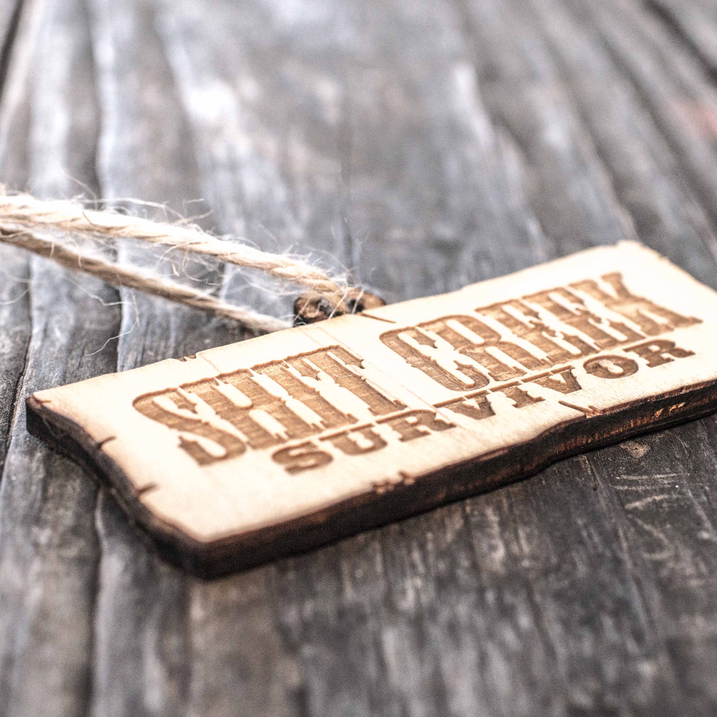 Ornament - Sh.t Creek Survivor - Raw Wood 2x4in