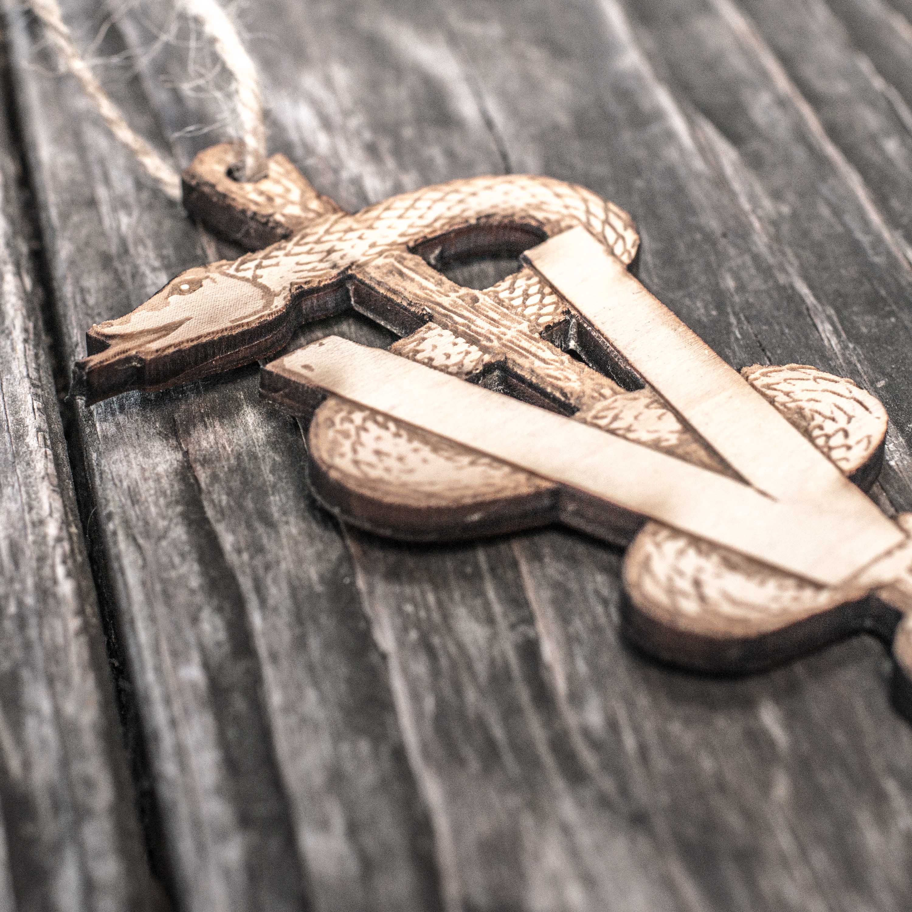 Ornament - Veterinarian Caduceus - Raw Wood 3x5in