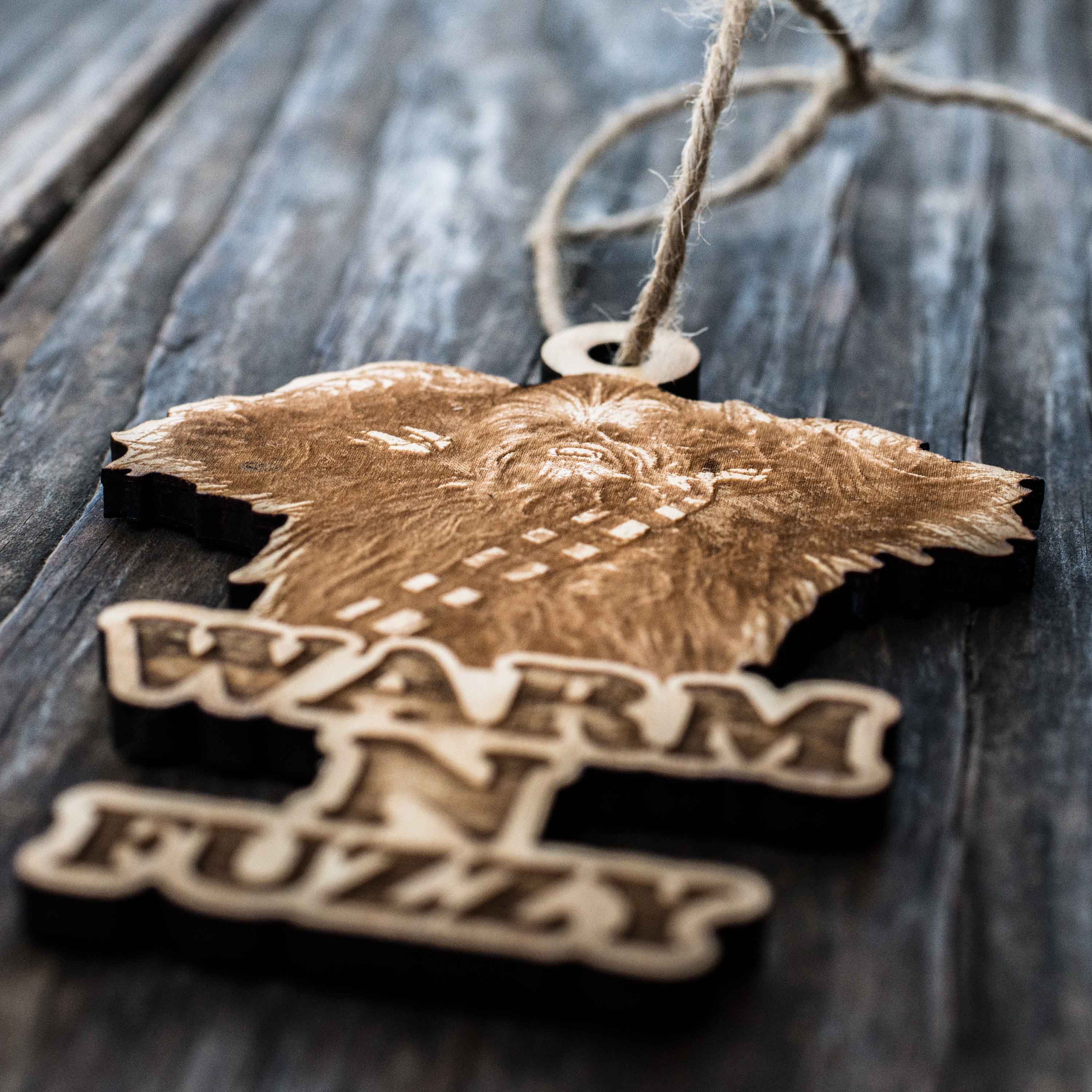 Ornament - Warm N Fuzzy - Raw Wood 3x4in