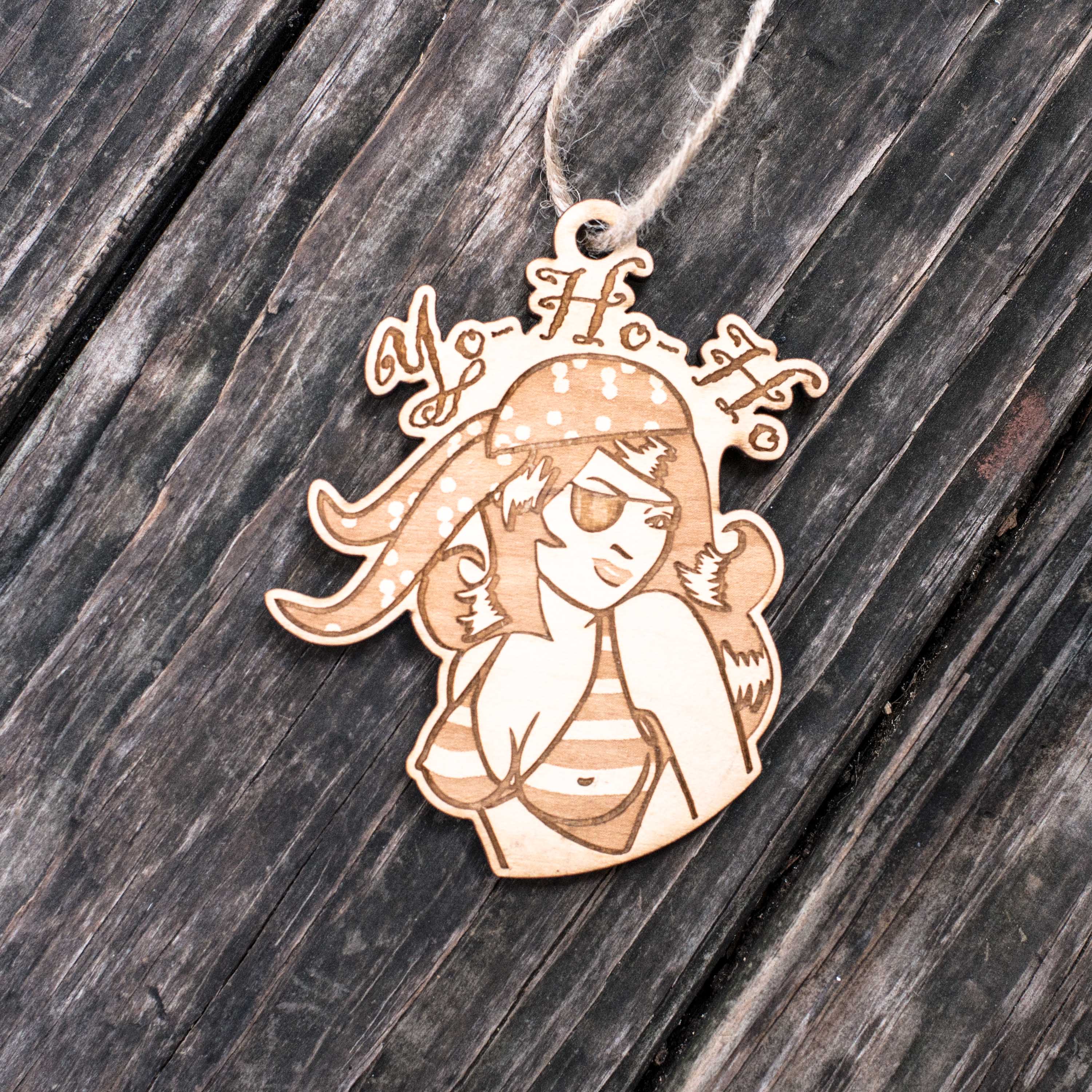 Ornament - Yo Ho Ho - Raw Wood 4x3in