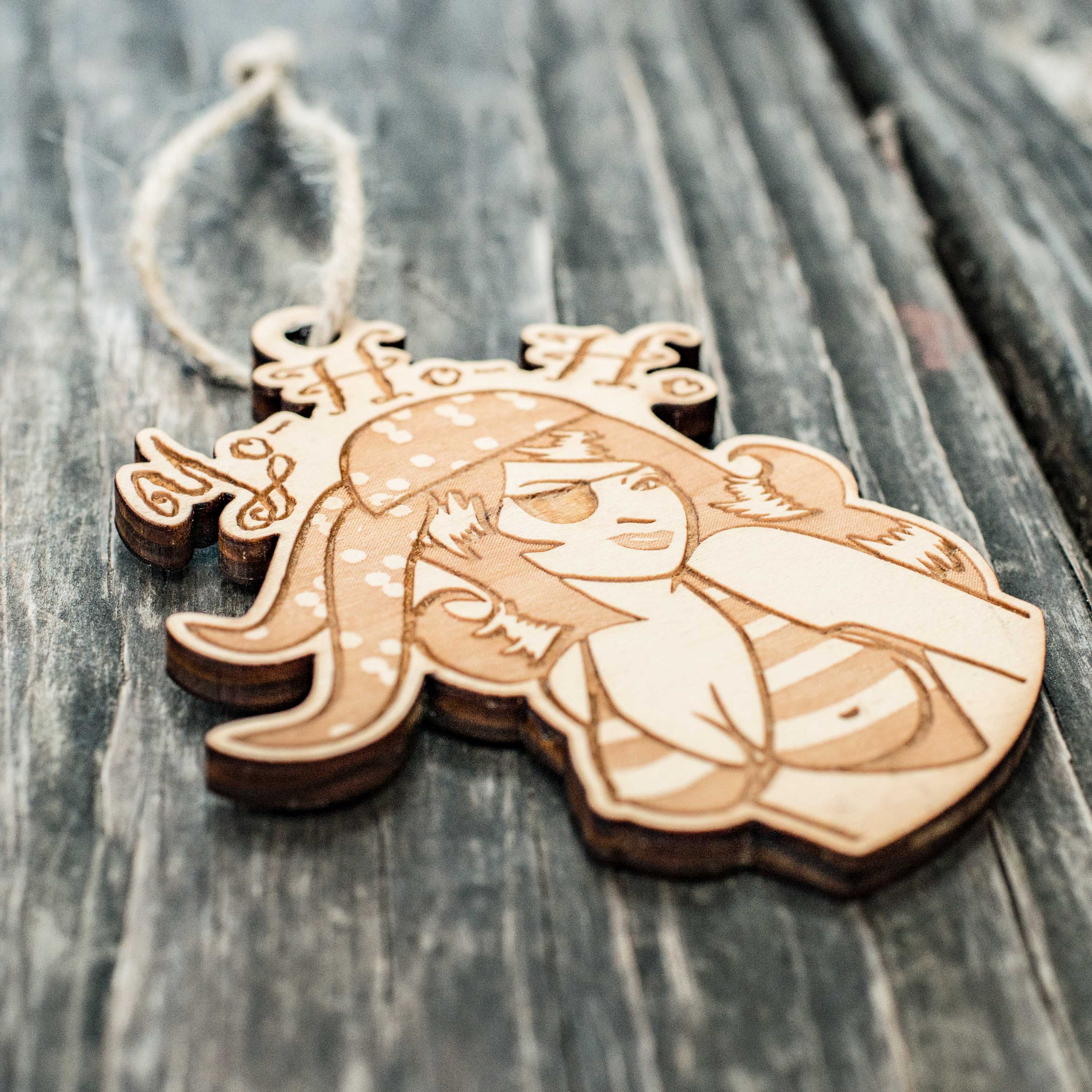 Ornament - Yo Ho Ho - Raw Wood 4x3in