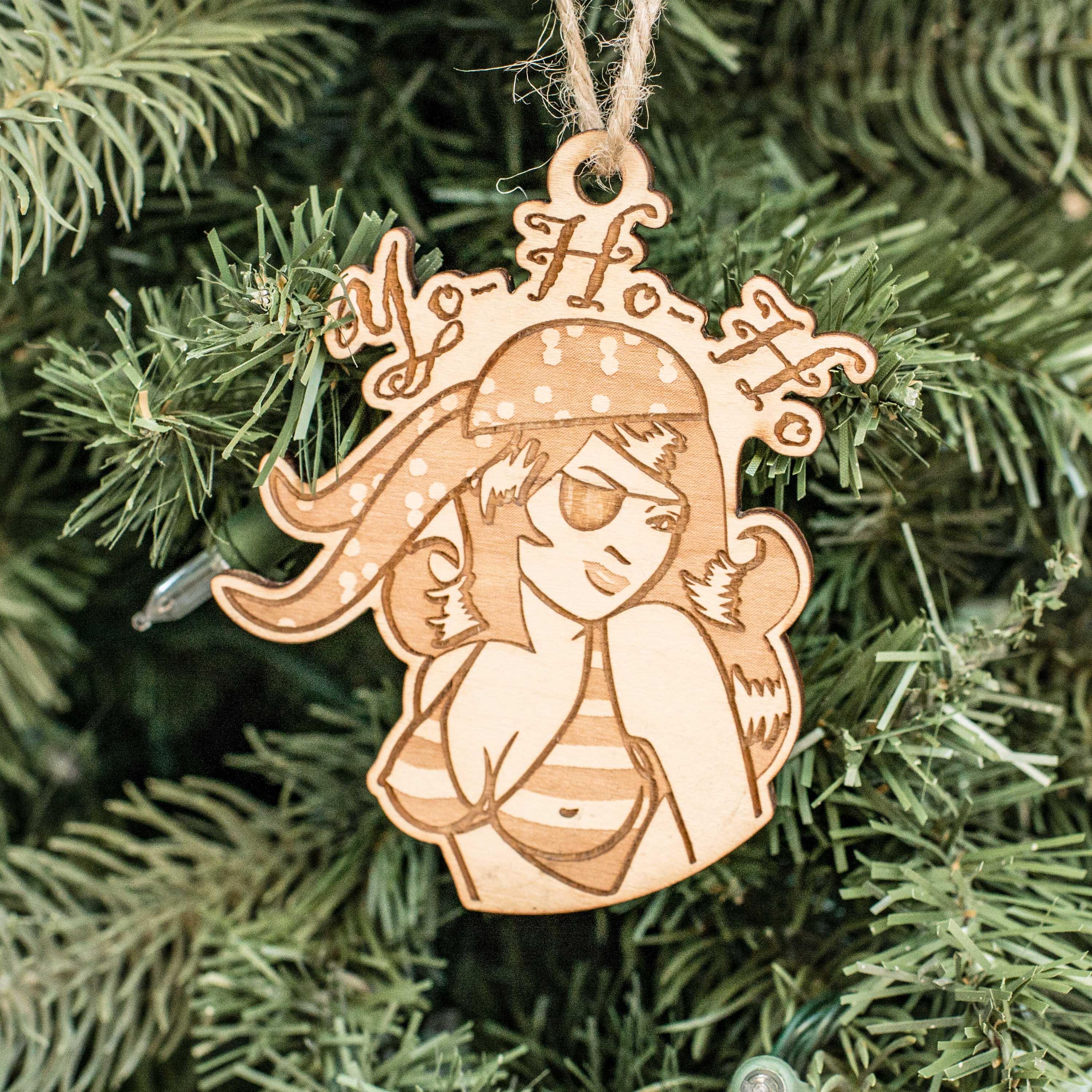 Ornament - Yo Ho Ho - Raw Wood 4x3in