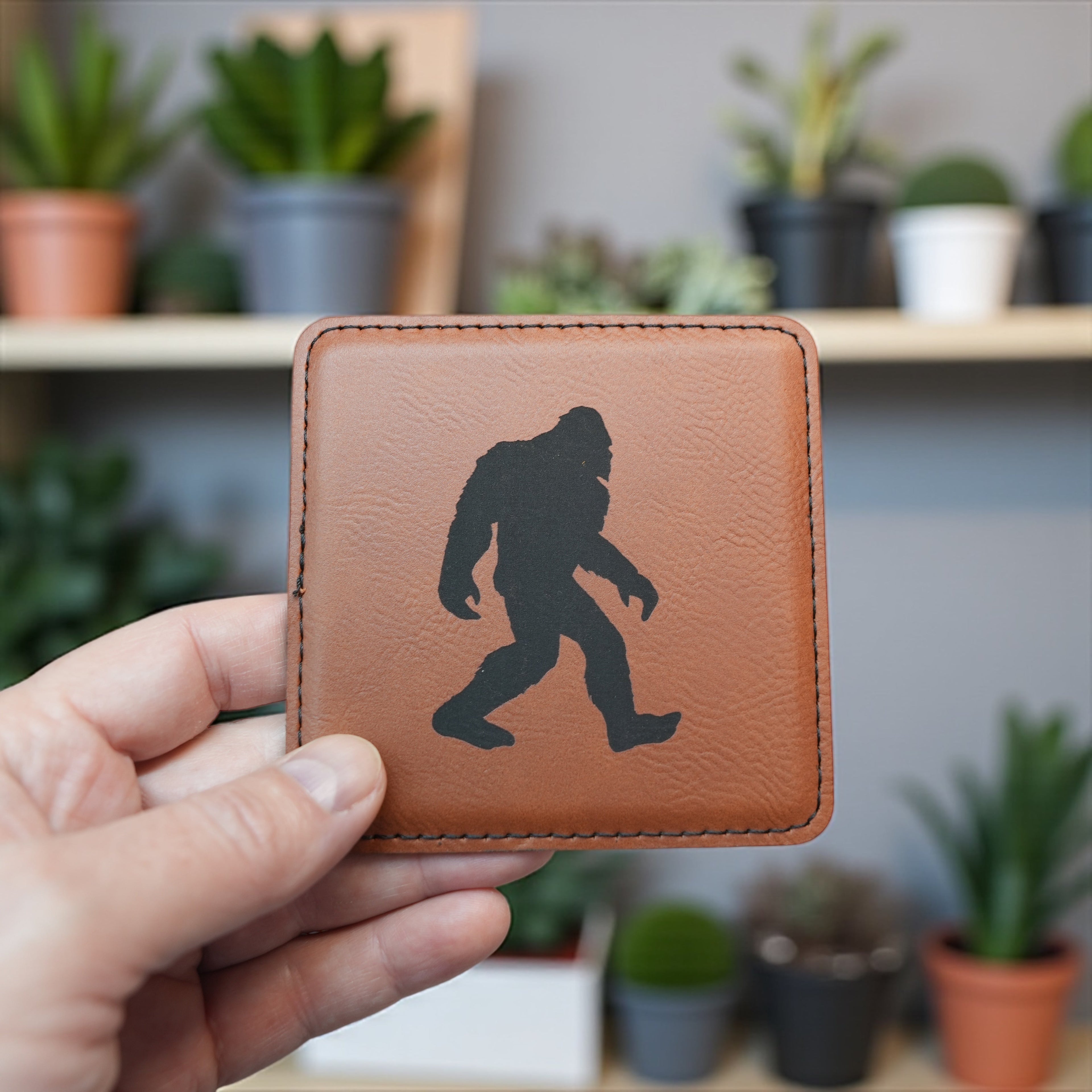 Coaster - Bigfoot Sasquatch - SET OF 2 - Leather or Stitched Cork