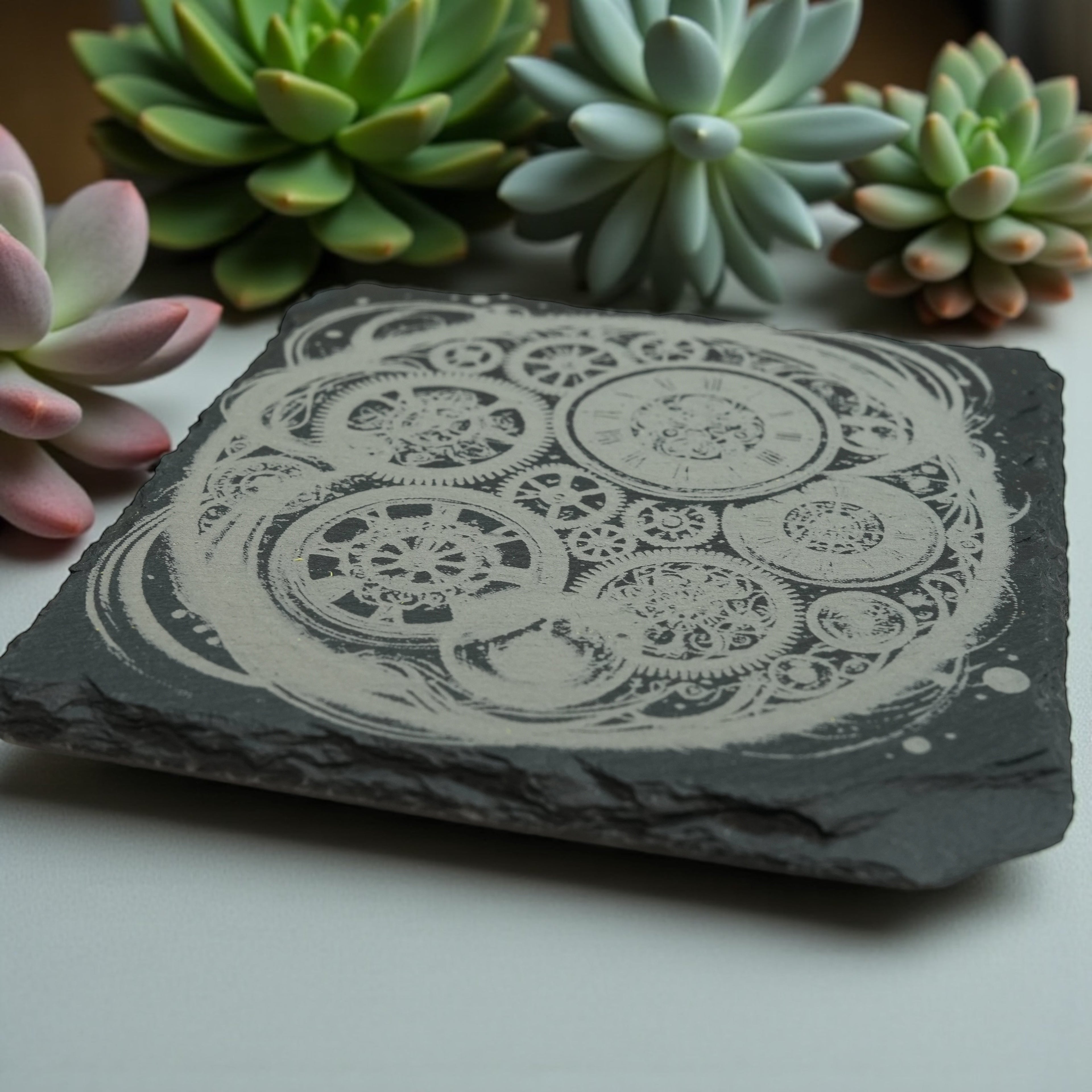 Coaster - Slate - Arcane Timepiece - SET OF 2