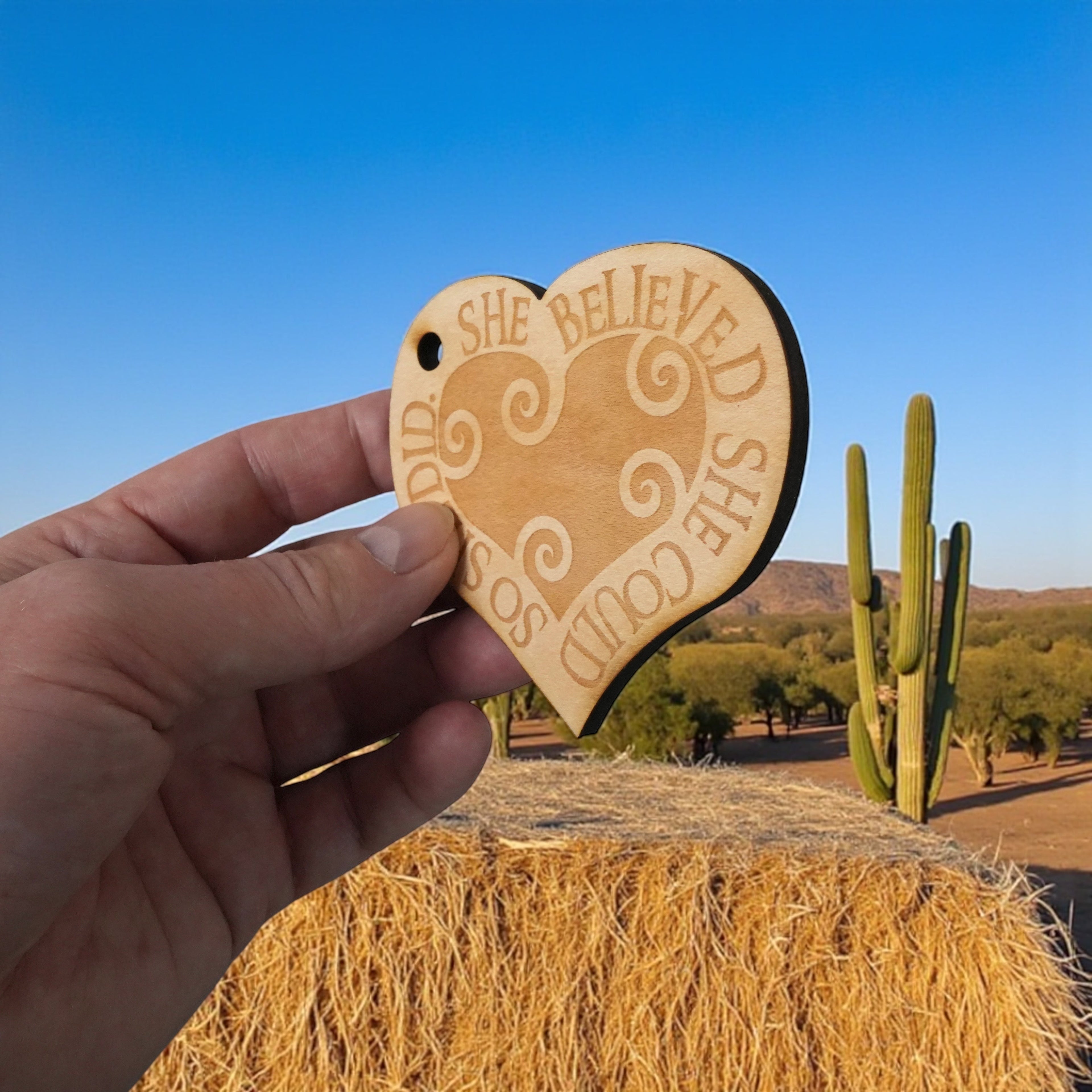 Ornament - She Believed She Could so She Did - Raw Wood 3x3in