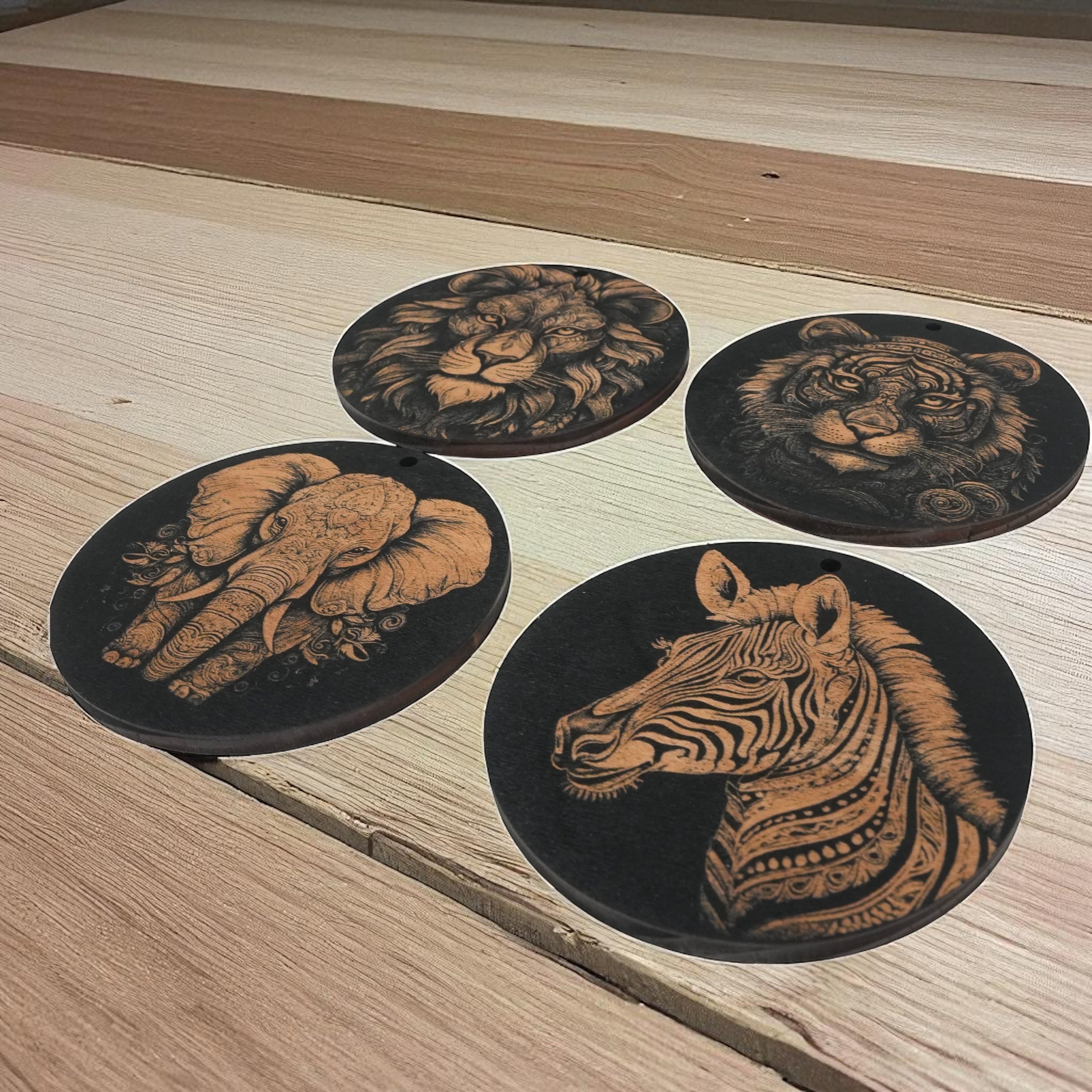 Ornament - Black - Fancy Animals SET of 4