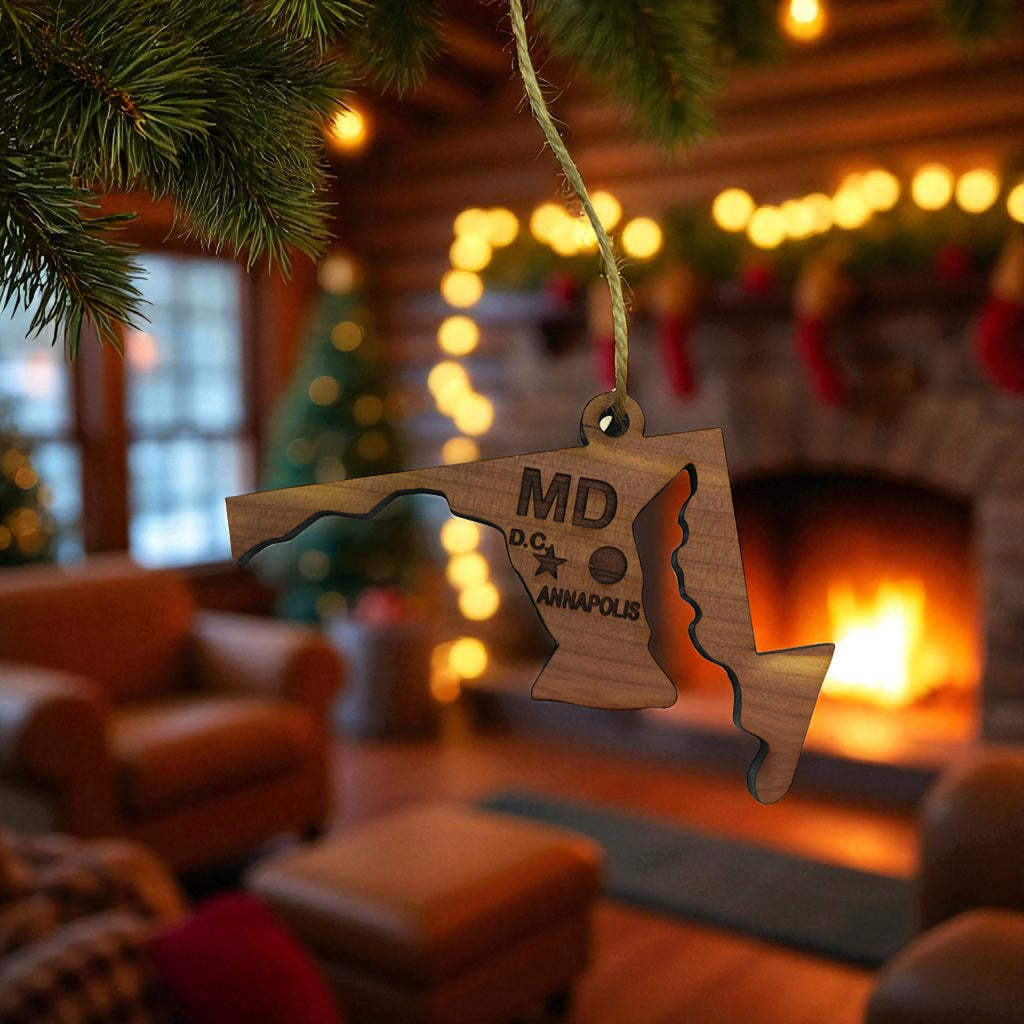 Ornament - CUSTOM - Maryland State State with Cities