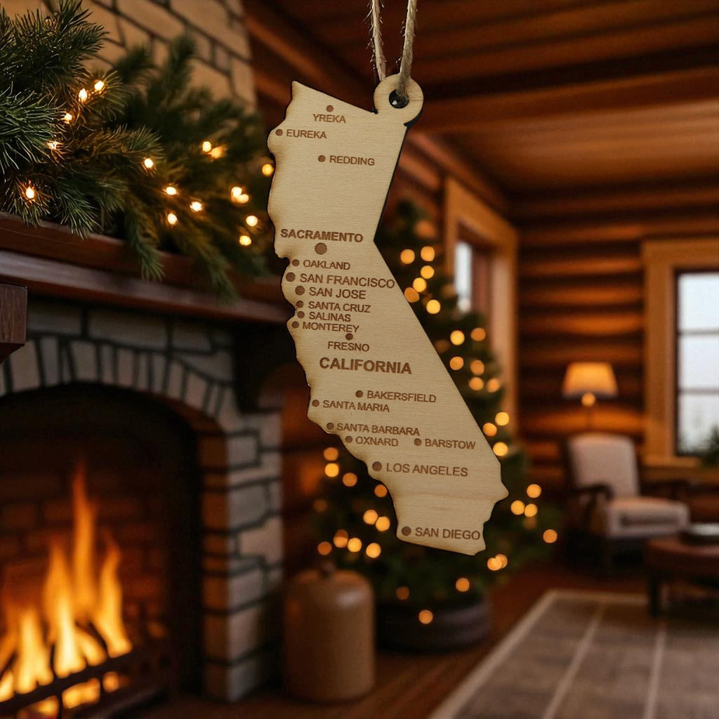 Ornament - CUSTOM - California State with Cities