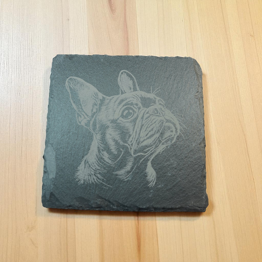 Coaster - Slate - French Bulldog - SET OF 2 - Dog