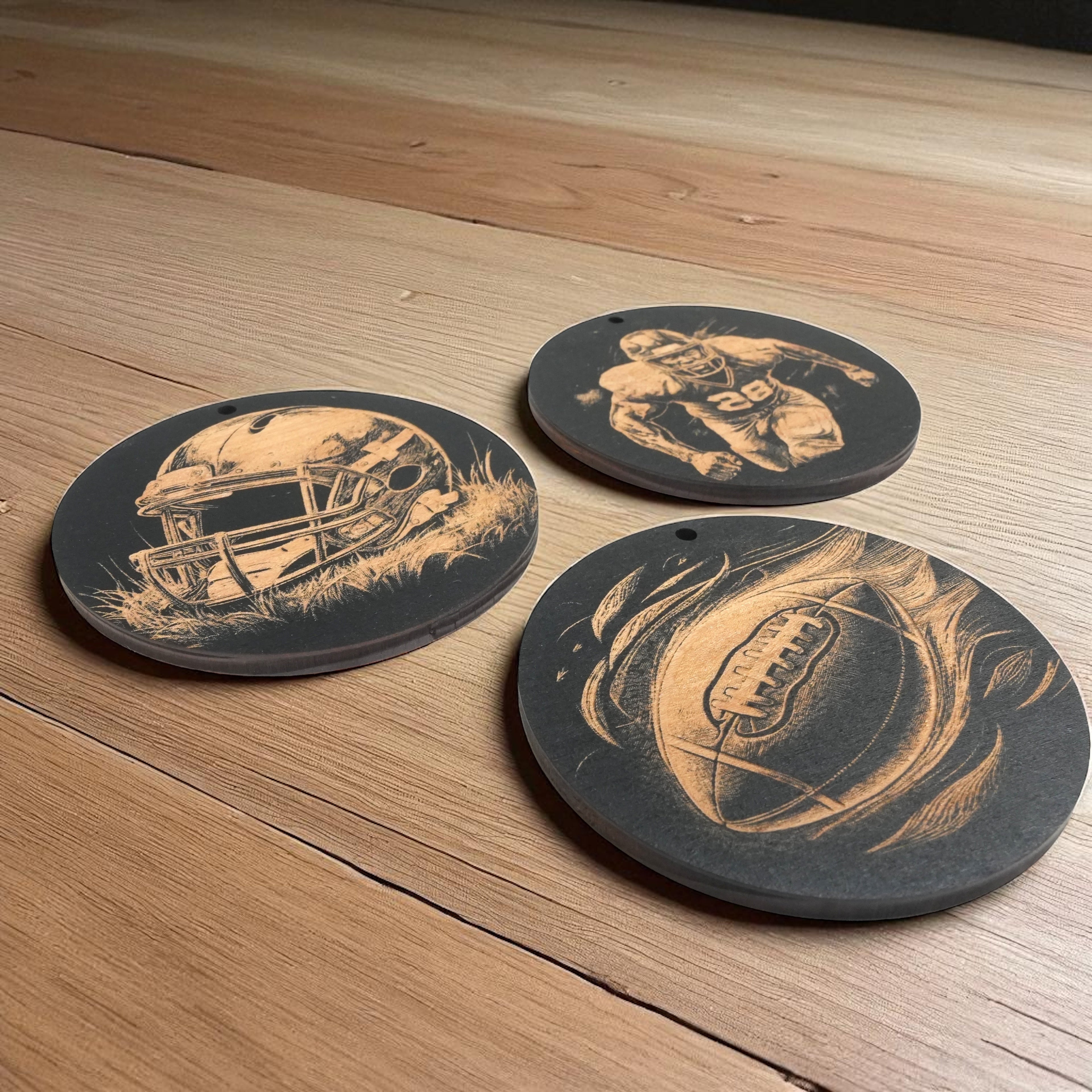 Ornament - Black - Football SET of 3