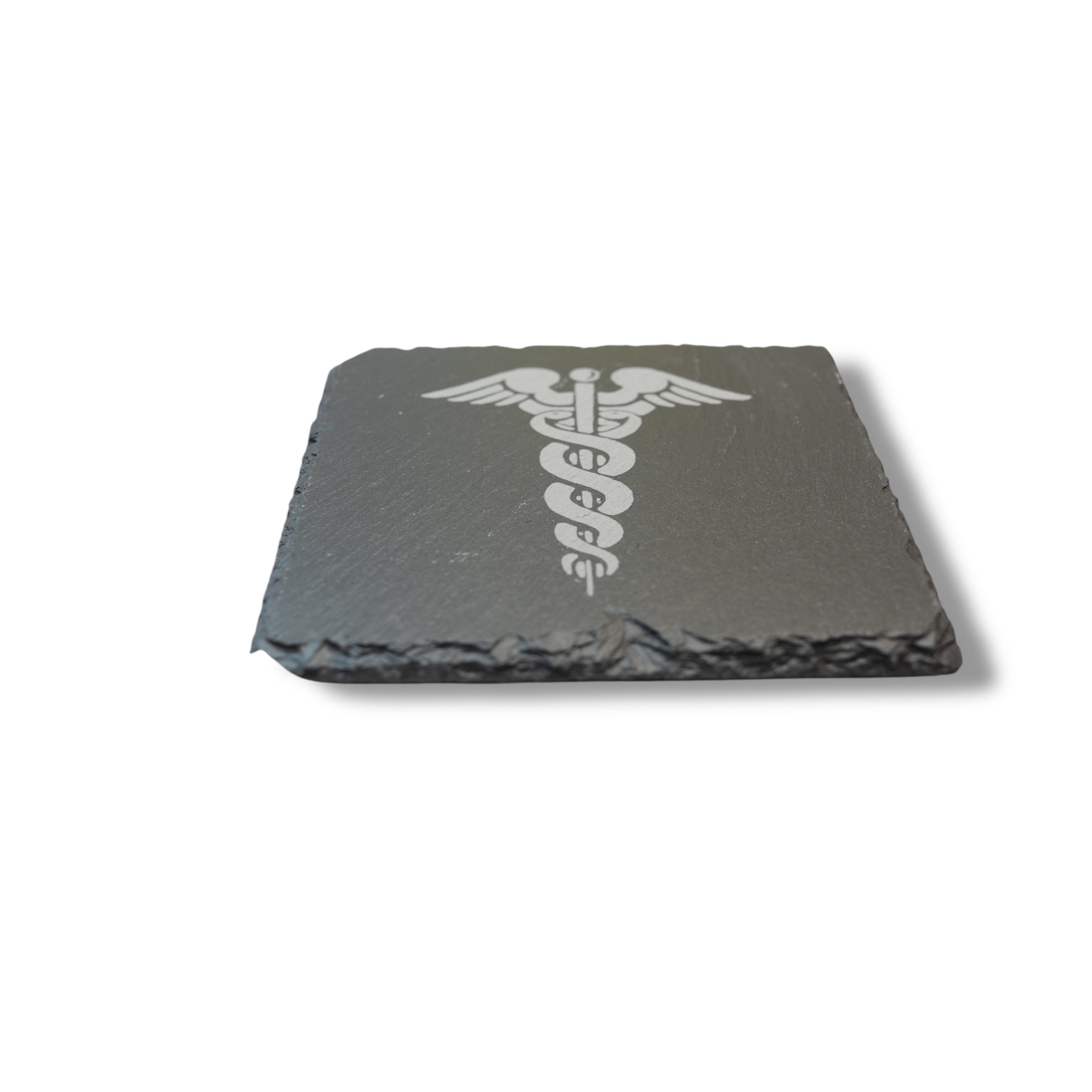 Coaster - Slate - Pharmaceutical Caduceus Hermes - SET OF 2