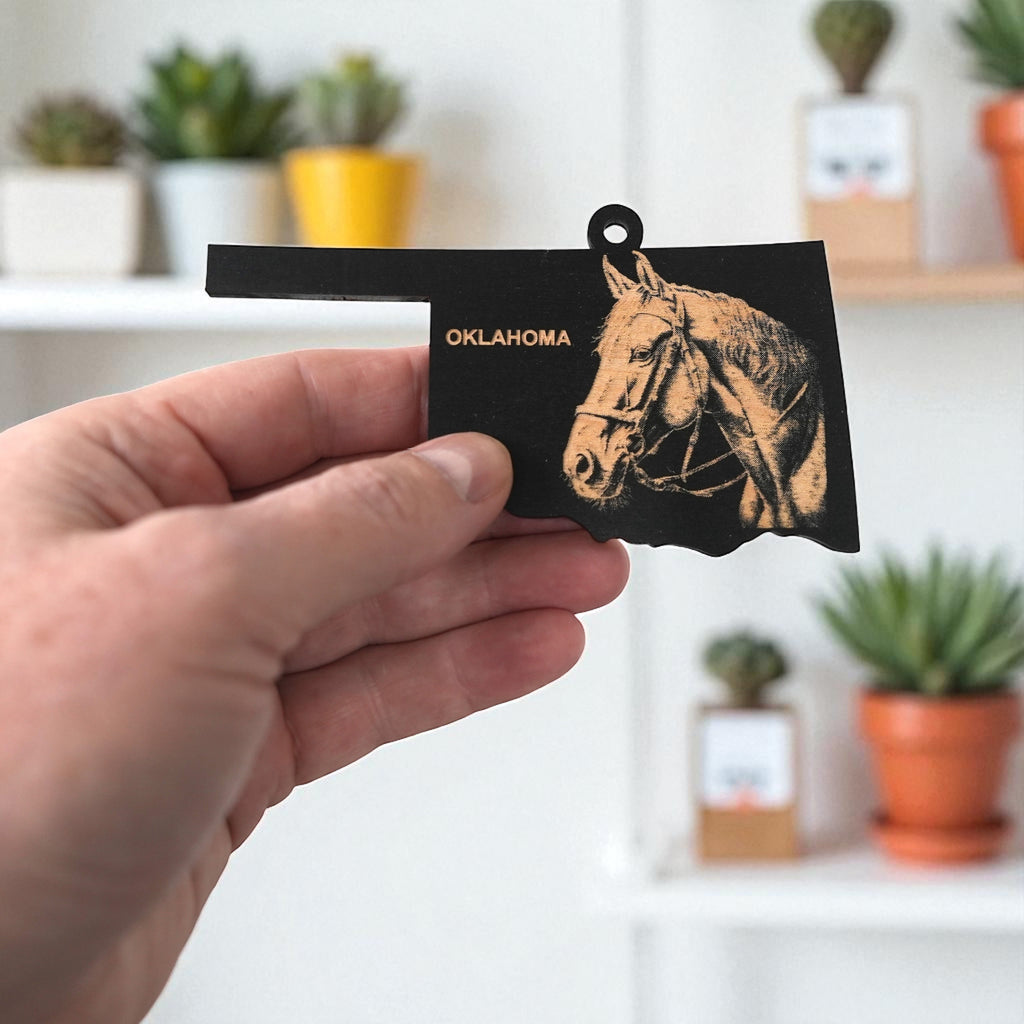 Ornament - Black - Oklahoma with Horse