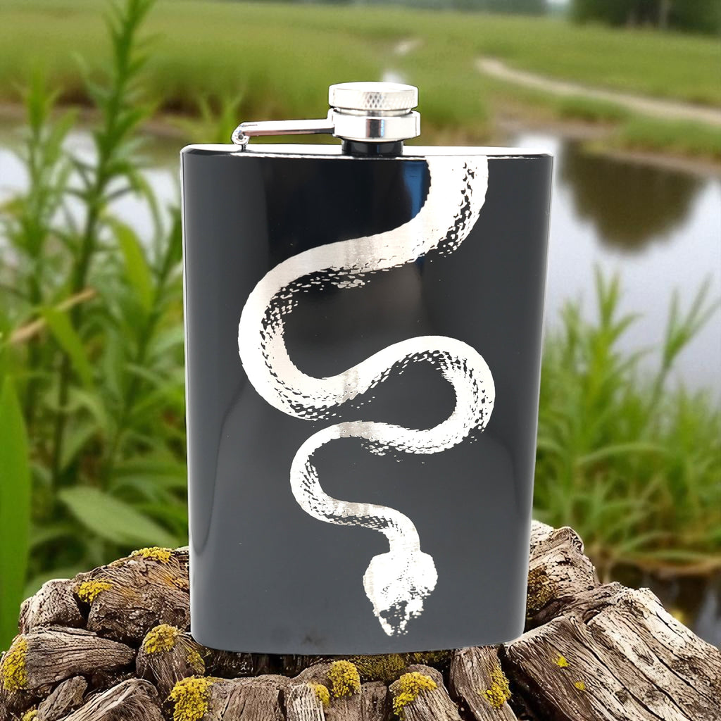 8oz Snake Black Flask