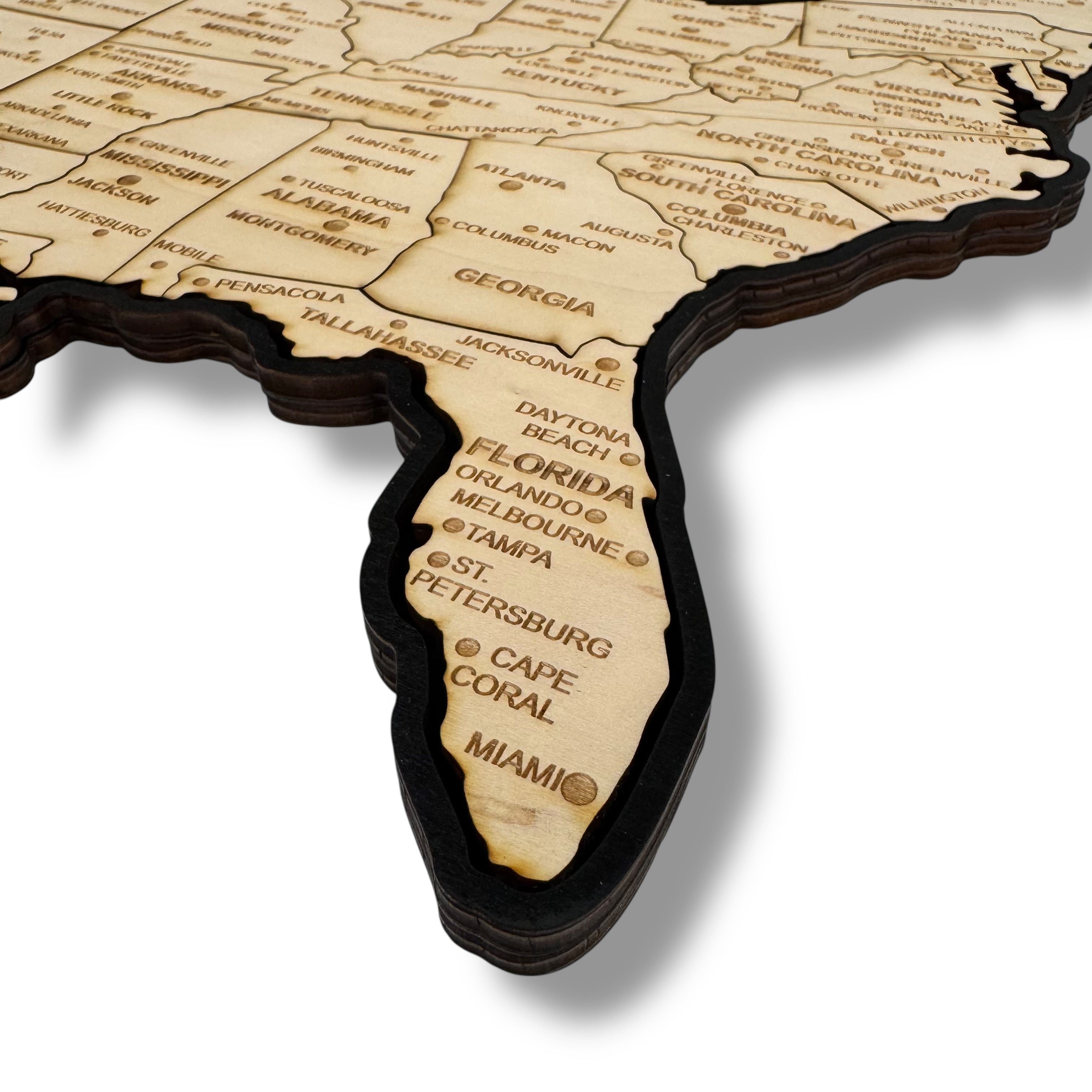 Detailed 50 State map with cities Puzzle - 18x13 Inches - 52 Piece Wood