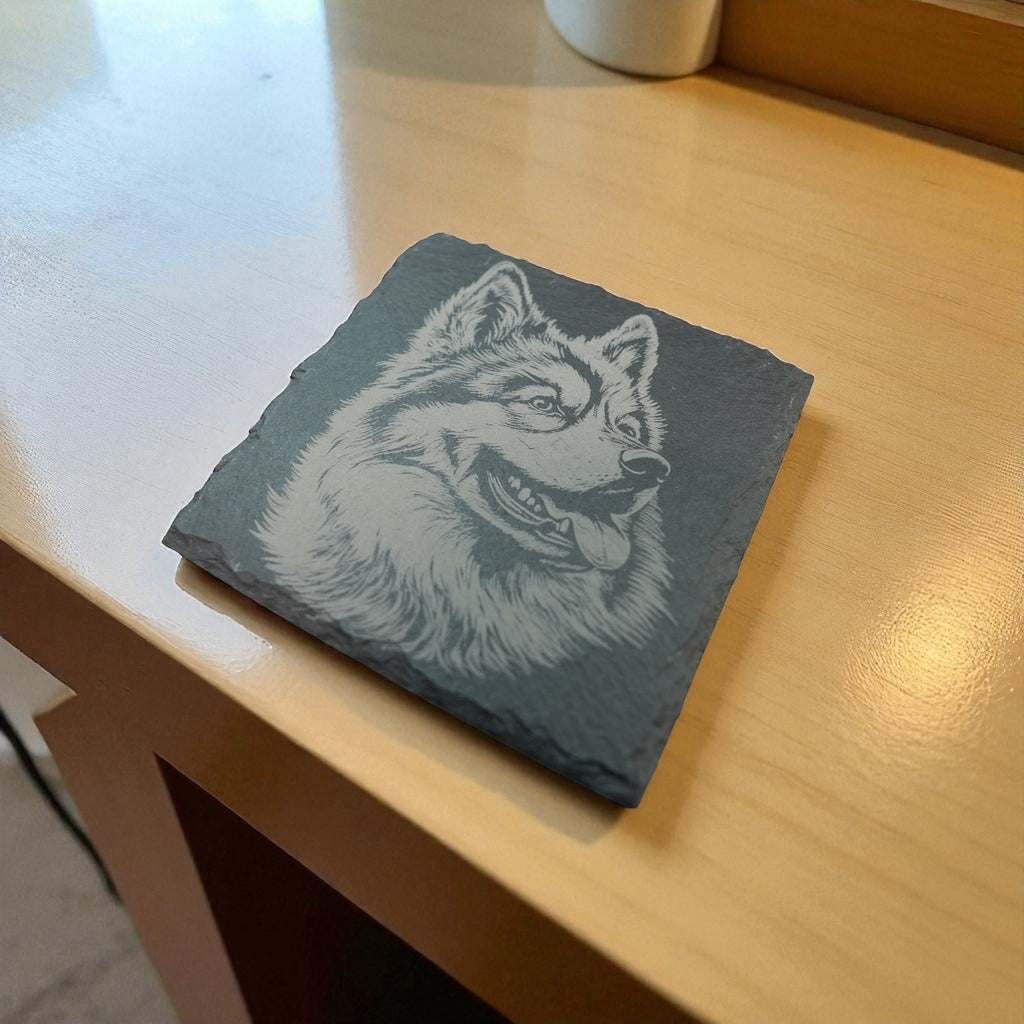 Coaster - Slate - Keeshond - SET OF 2 - Dog