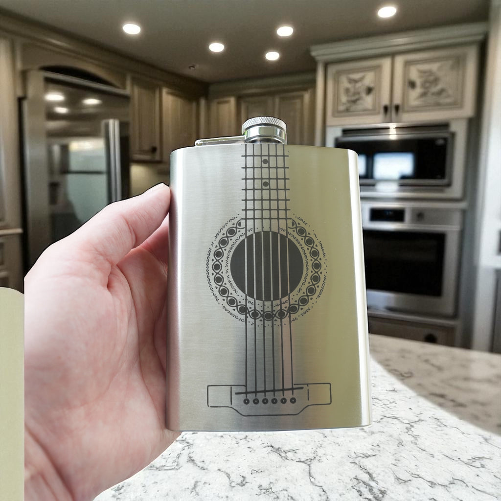 8oz Acoustic Guitar Stainless Steel Flask