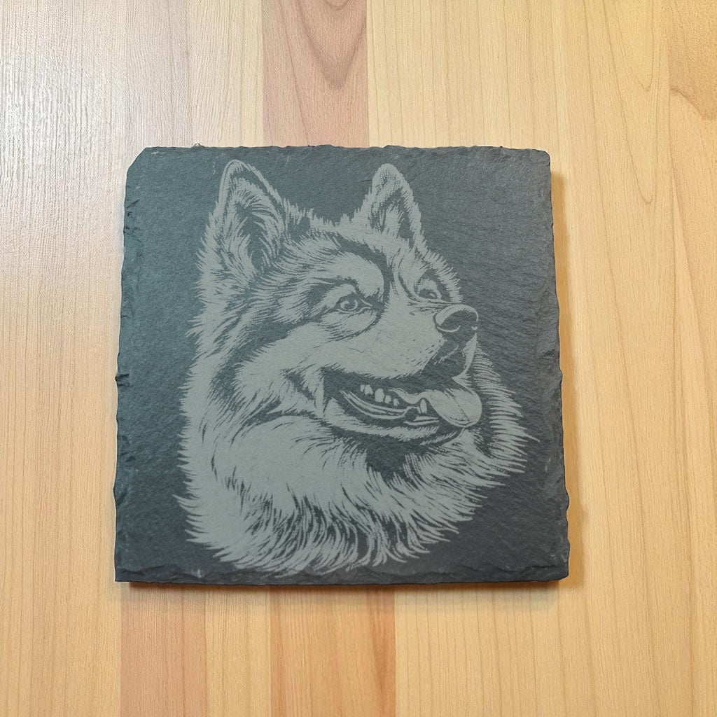 Coaster - Slate - Keeshond - SET OF 2 - Dog