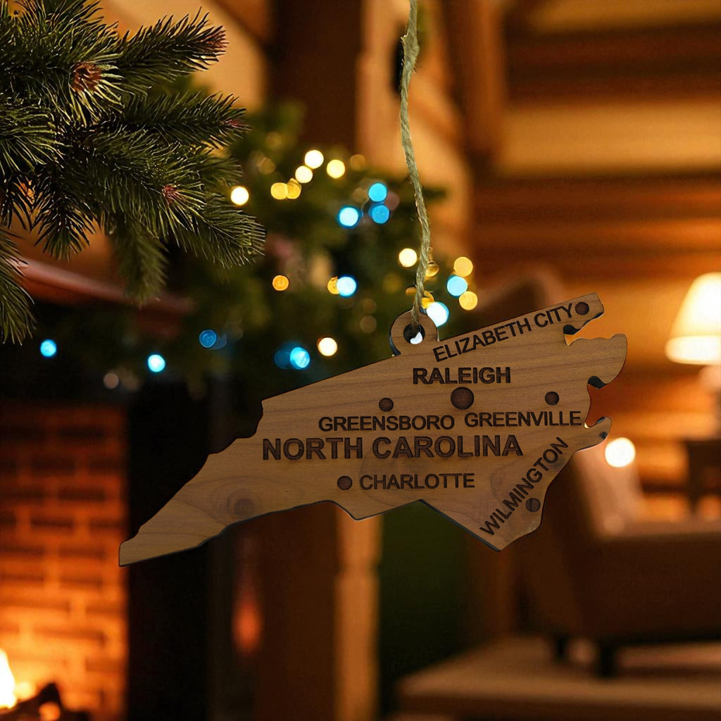 Ornament - CUSTOM - North Carolina State with Cities