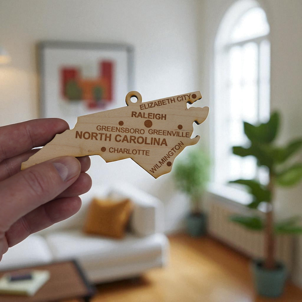 Ornament - CUSTOM - North Carolina State with Cities
