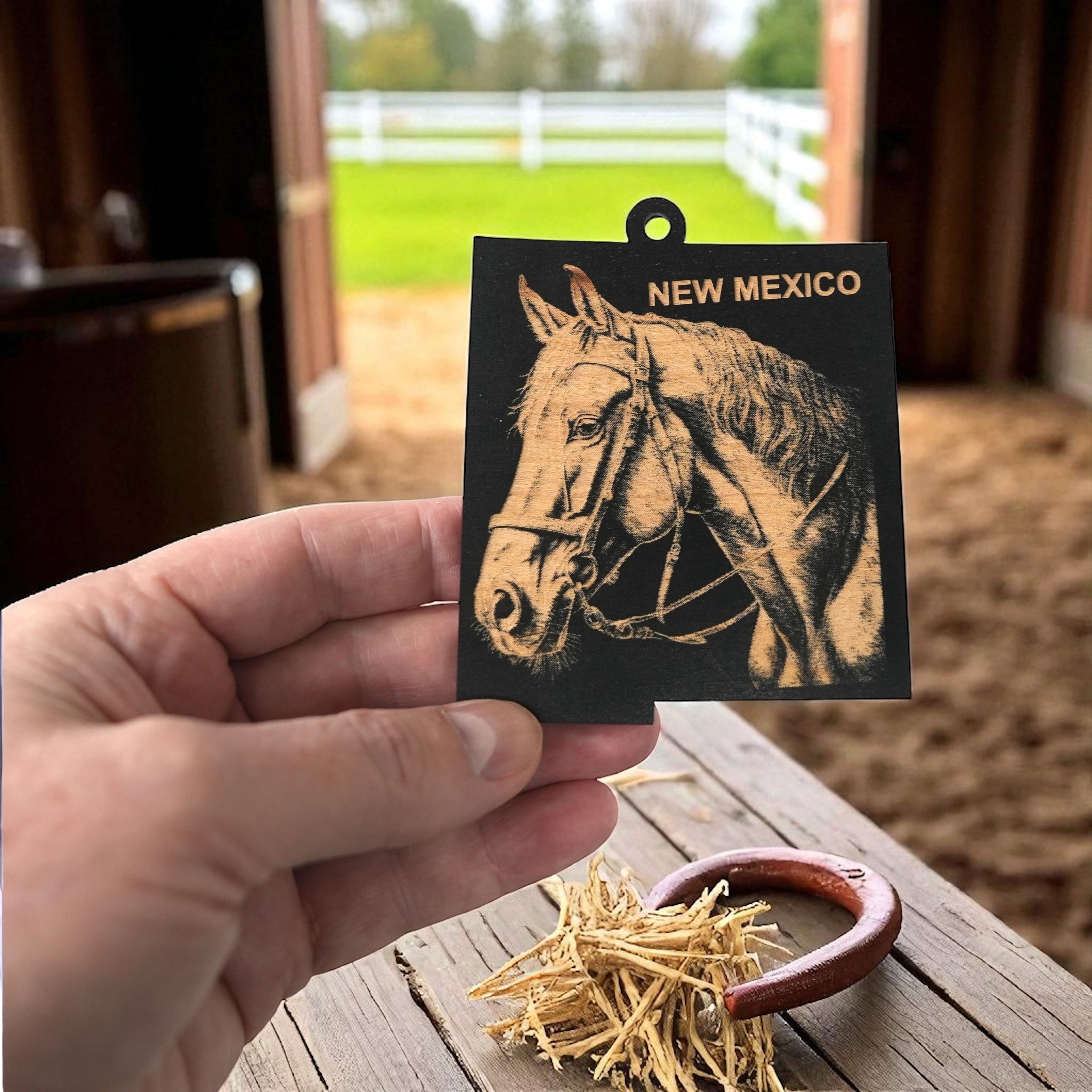 Ornament - Black - New Mexicao with Horse