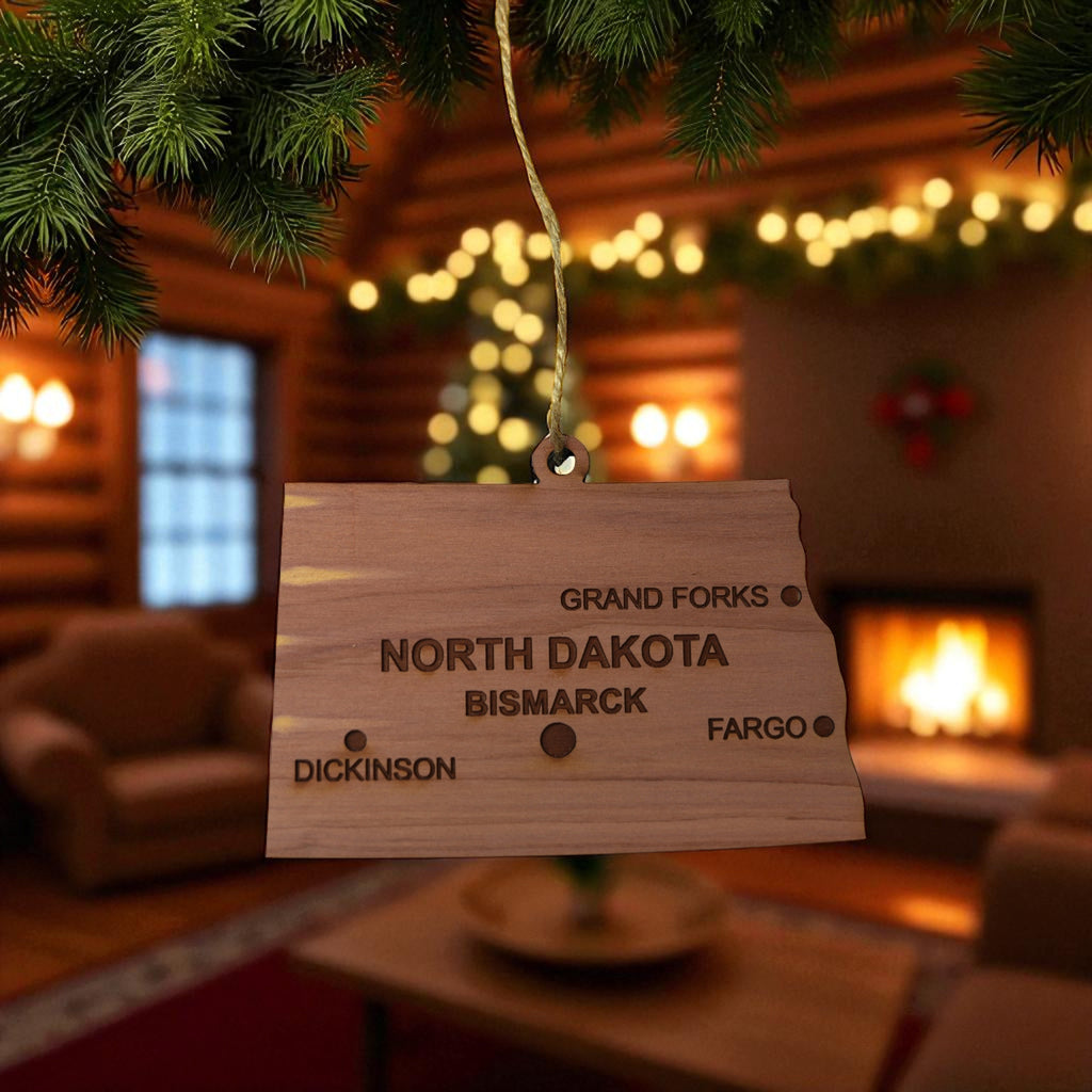 Ornament - CUSTOM - North Dakota State with Cities