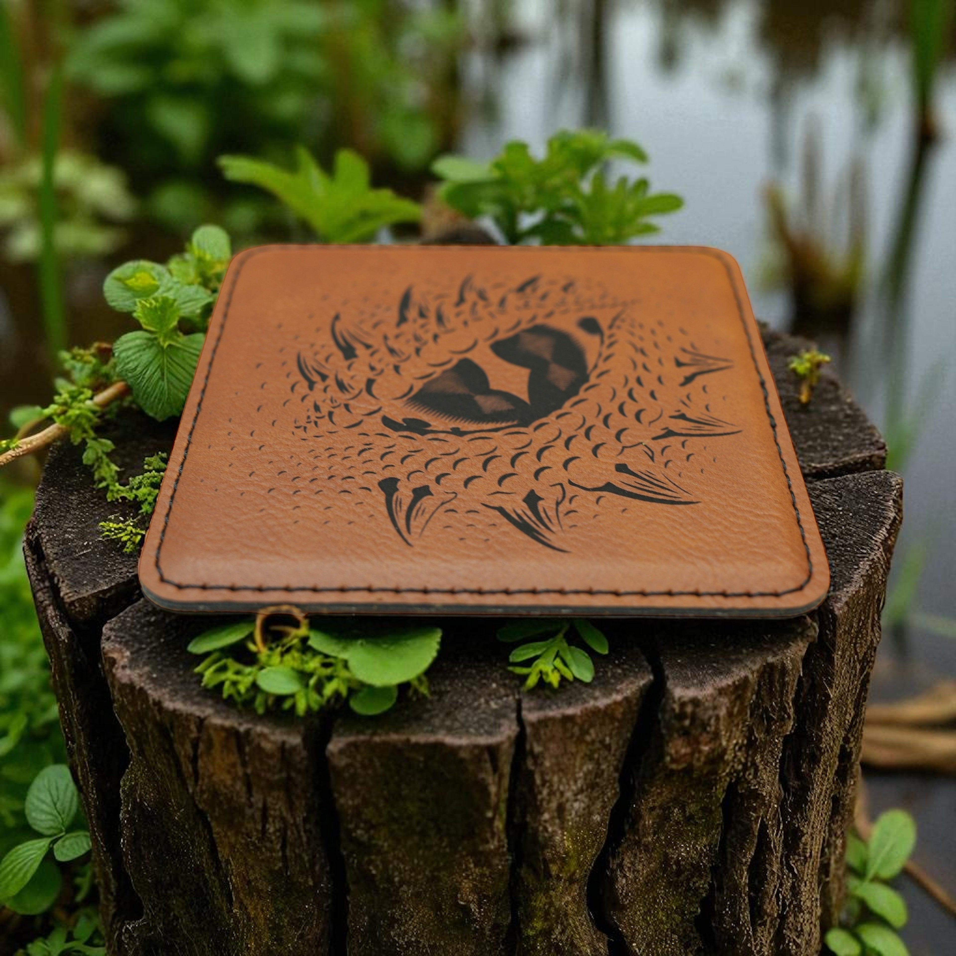 Coaster - Dragons Eye - SET OF 2 - Leather or Stitched Cork