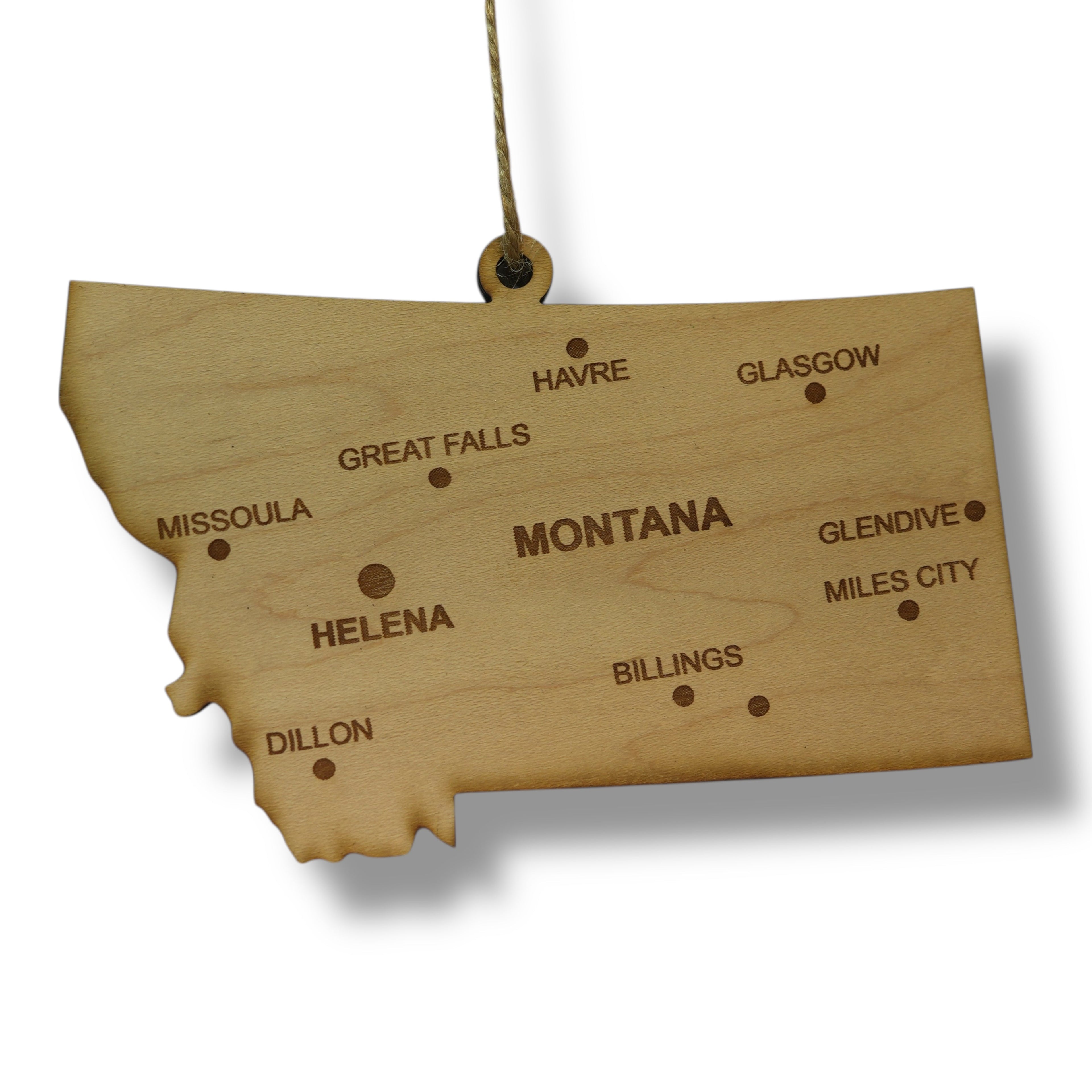 Ornament - CUSTOM - Montana State with Cities