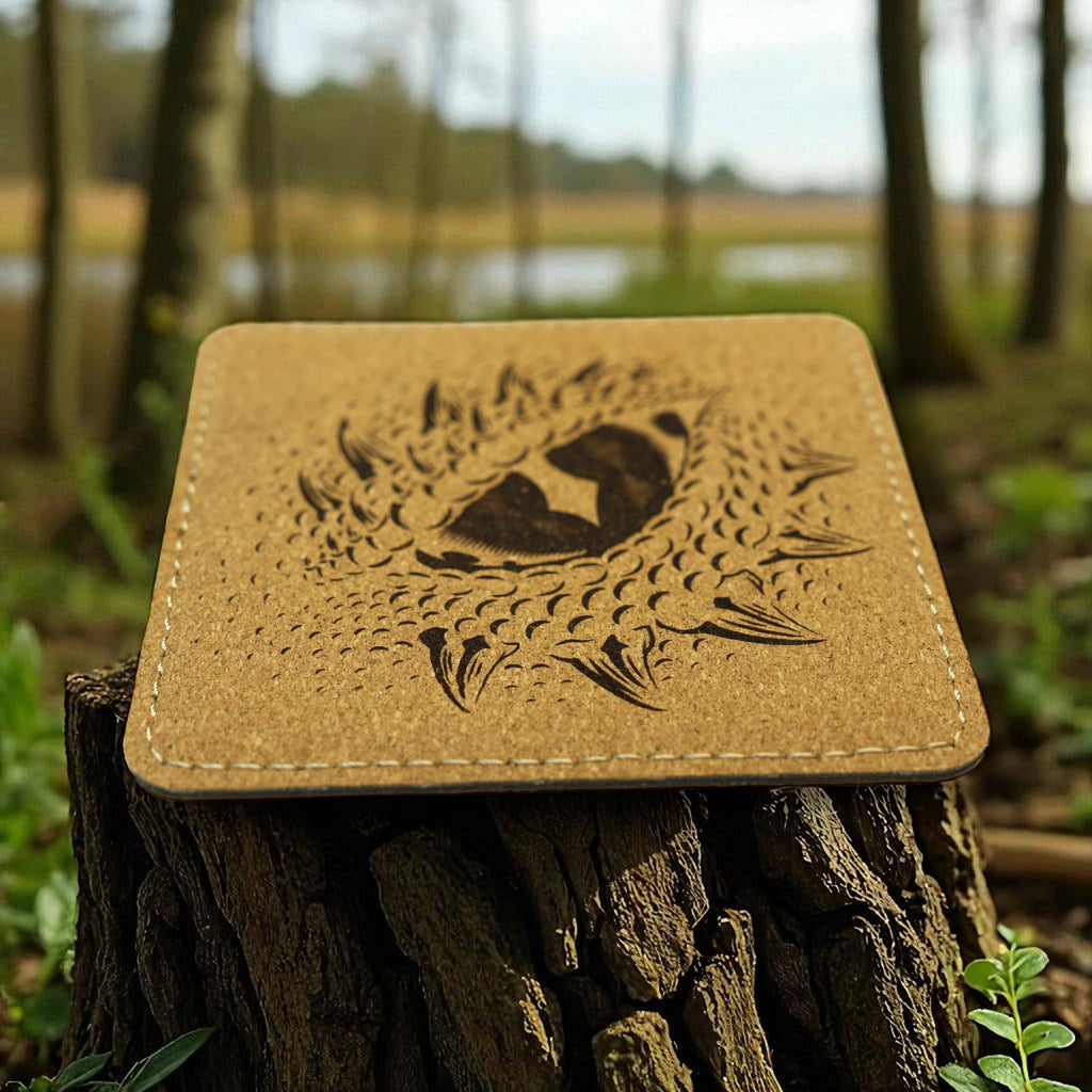 Coaster - Dragons Eye - SET OF 2 - Leather or Stitched Cork