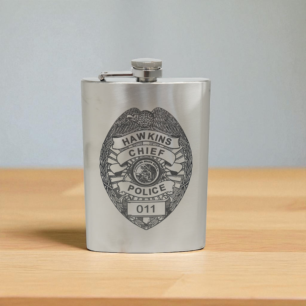 8oz Hawkins Chief of Police Stainless Steel Flask