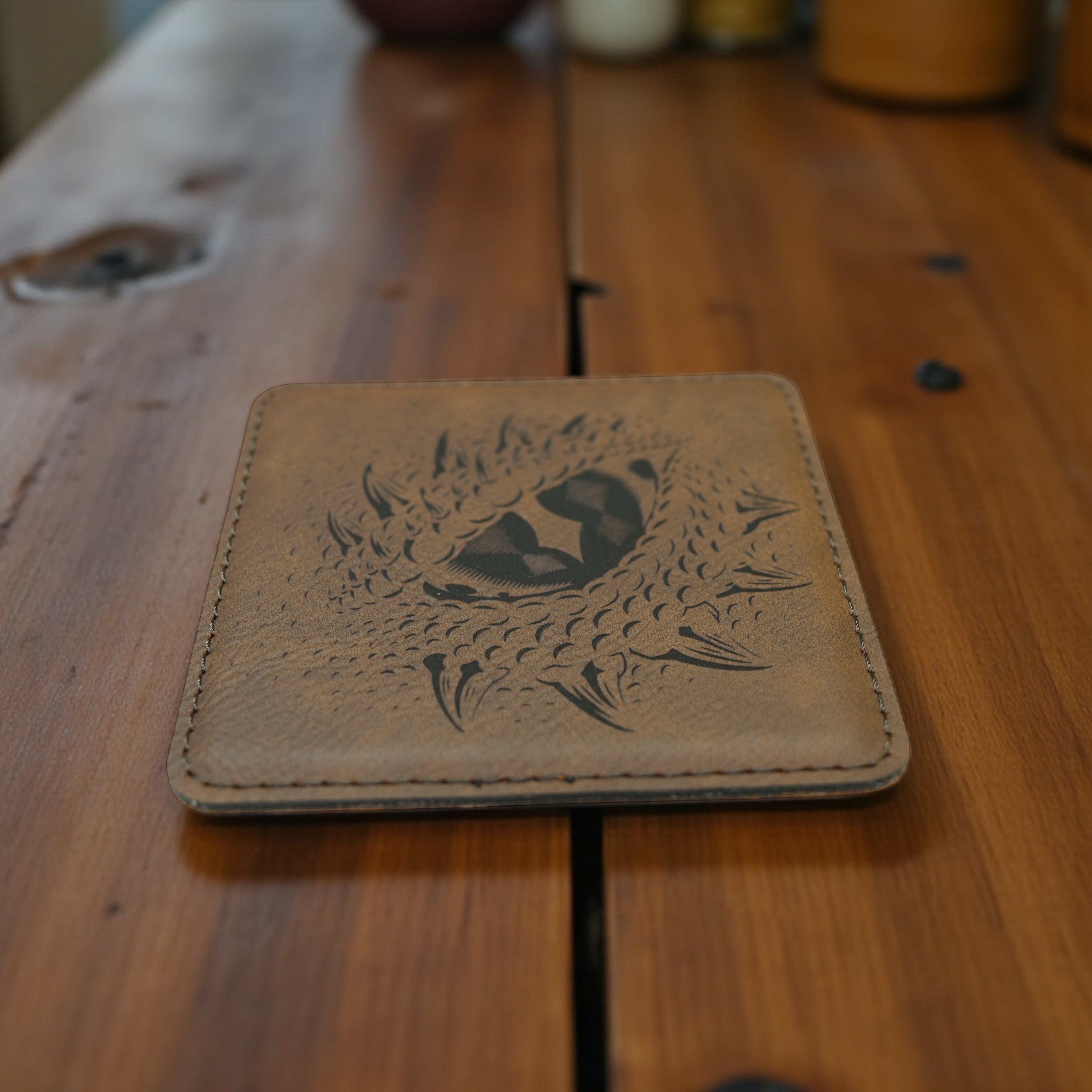 Coaster - Dragons Eye - SET OF 2 - Leather or Stitched Cork
