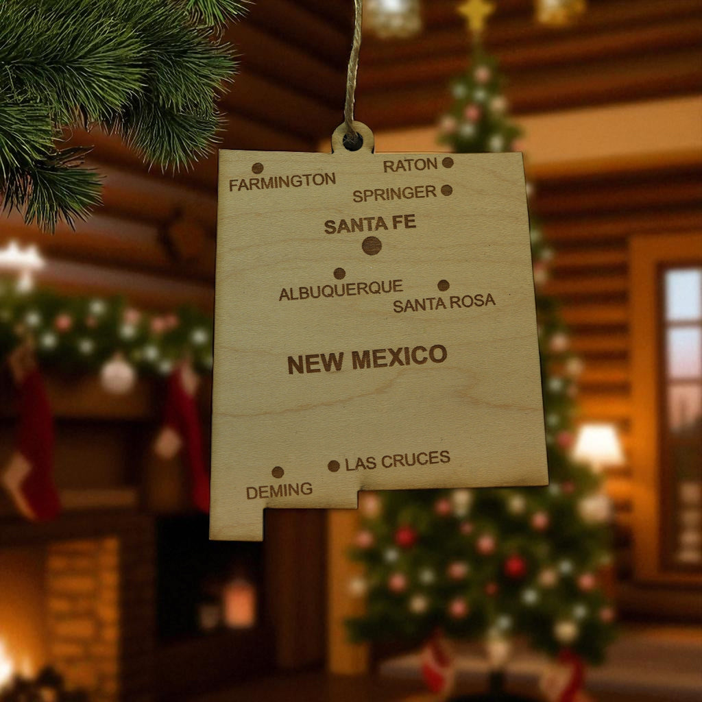 Ornament - CUSTOM - New Mexico State with Cities