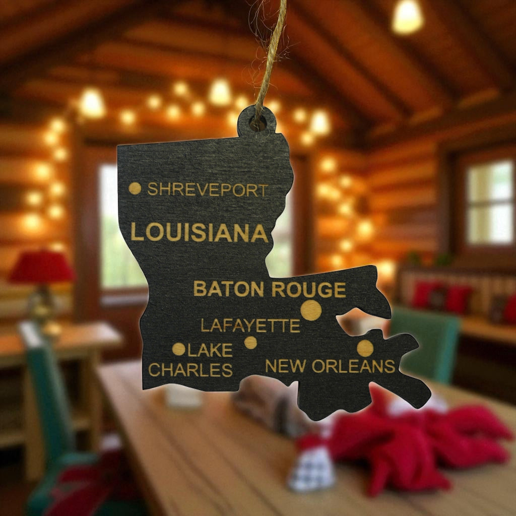 Ornament - CUSTOM - Louisiana State with Cities