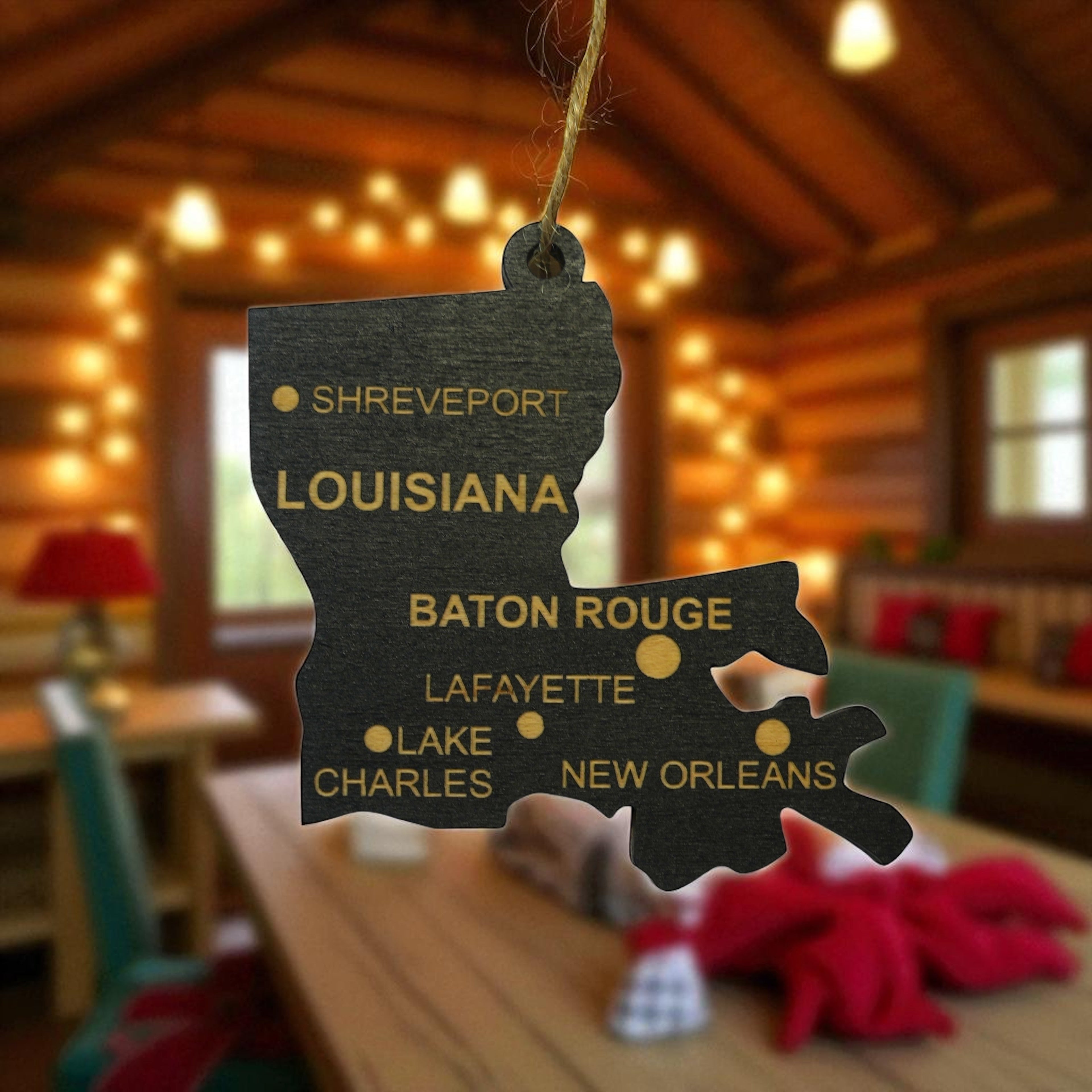 Ornament - CUSTOM - Louisiana State with Cities