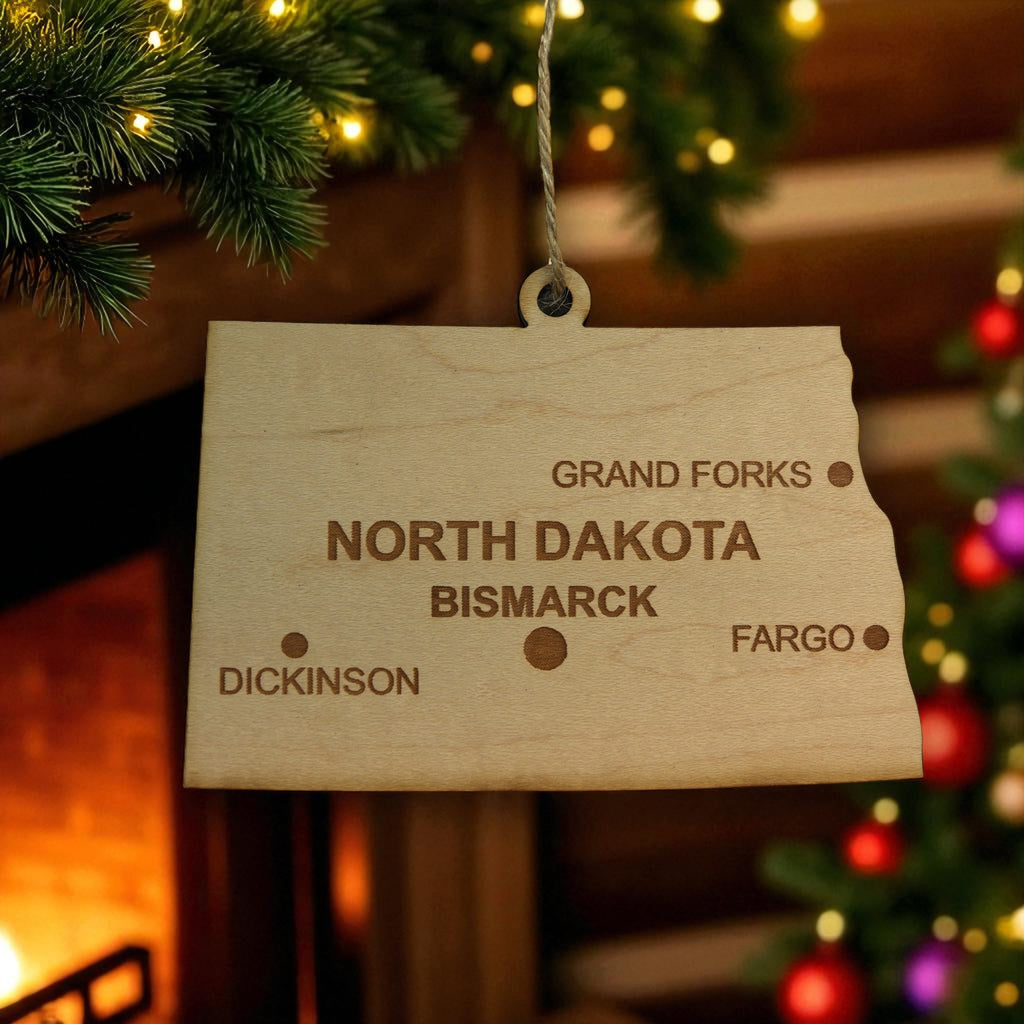 Ornament - CUSTOM - North Dakota State with Cities