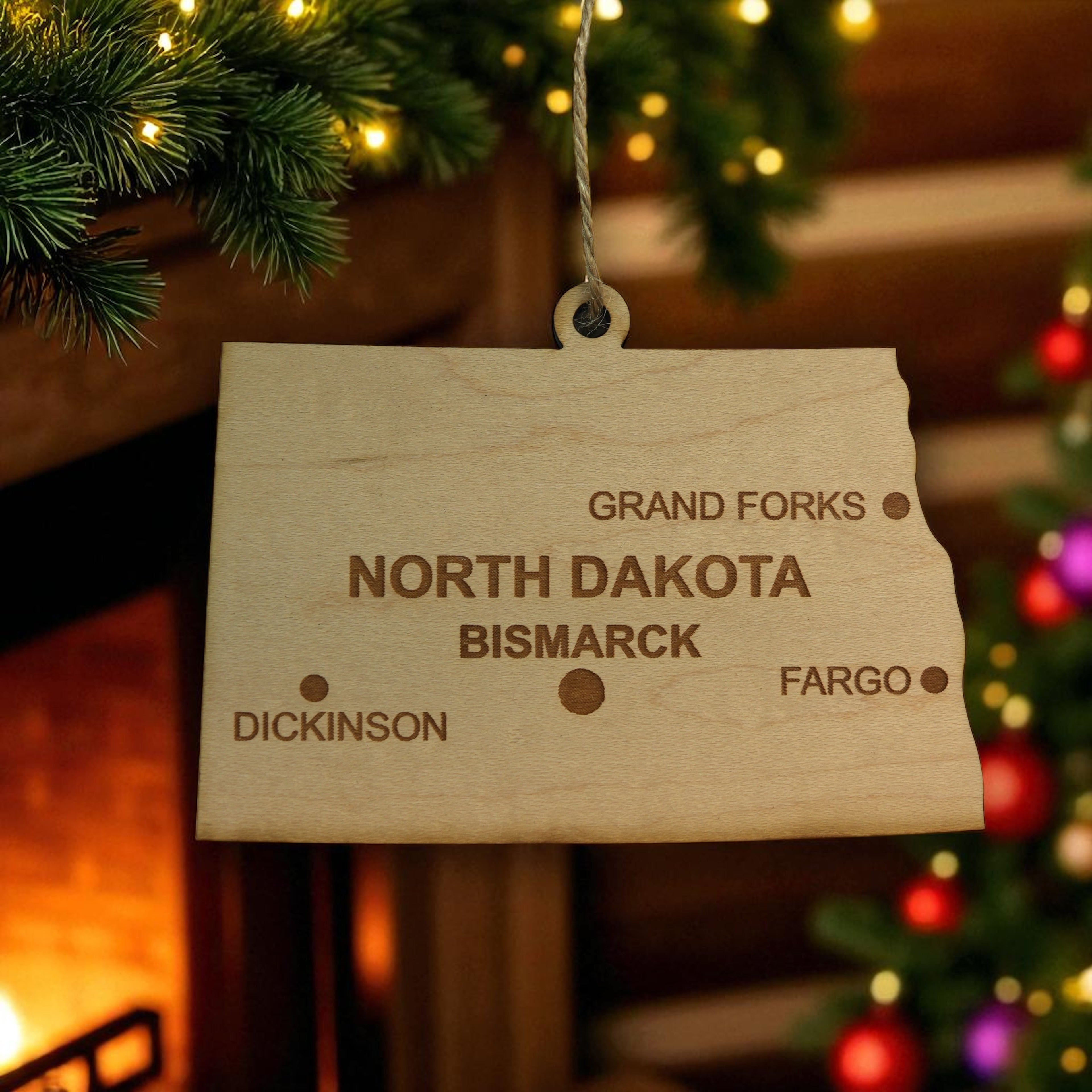 Ornament - CUSTOM - North Dakota State with Cities