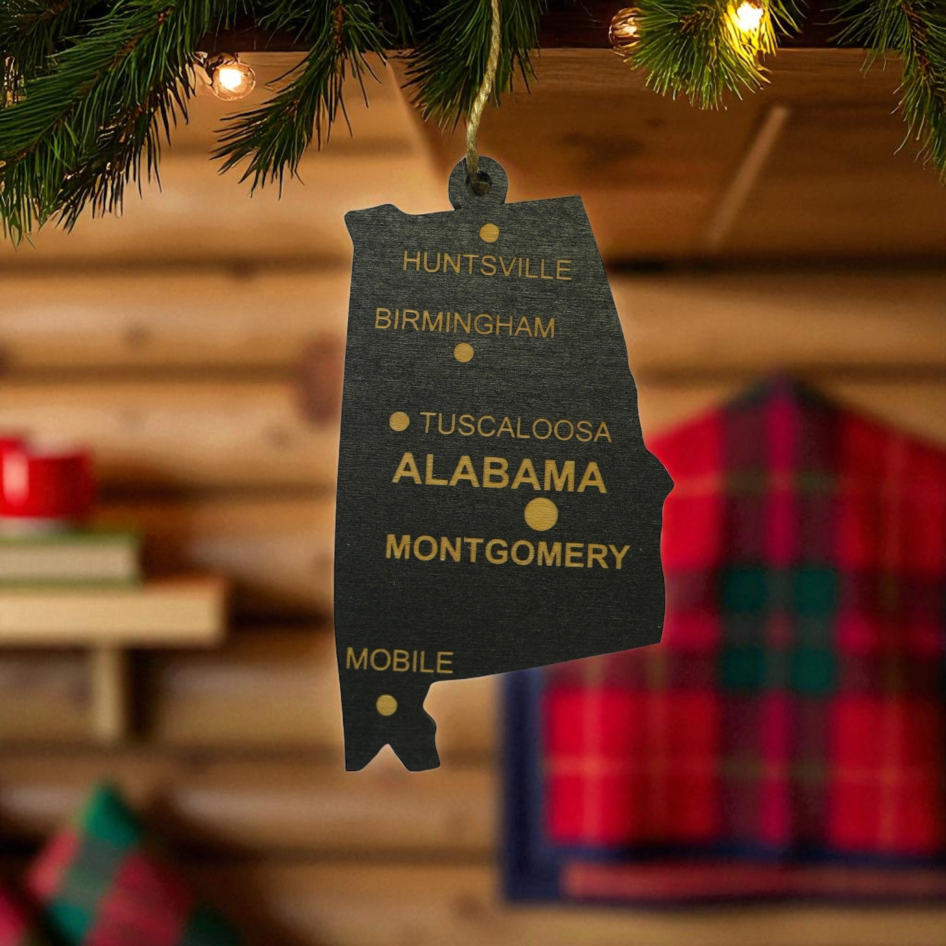 Ornament - CUSTOM - Alabama State with Cities