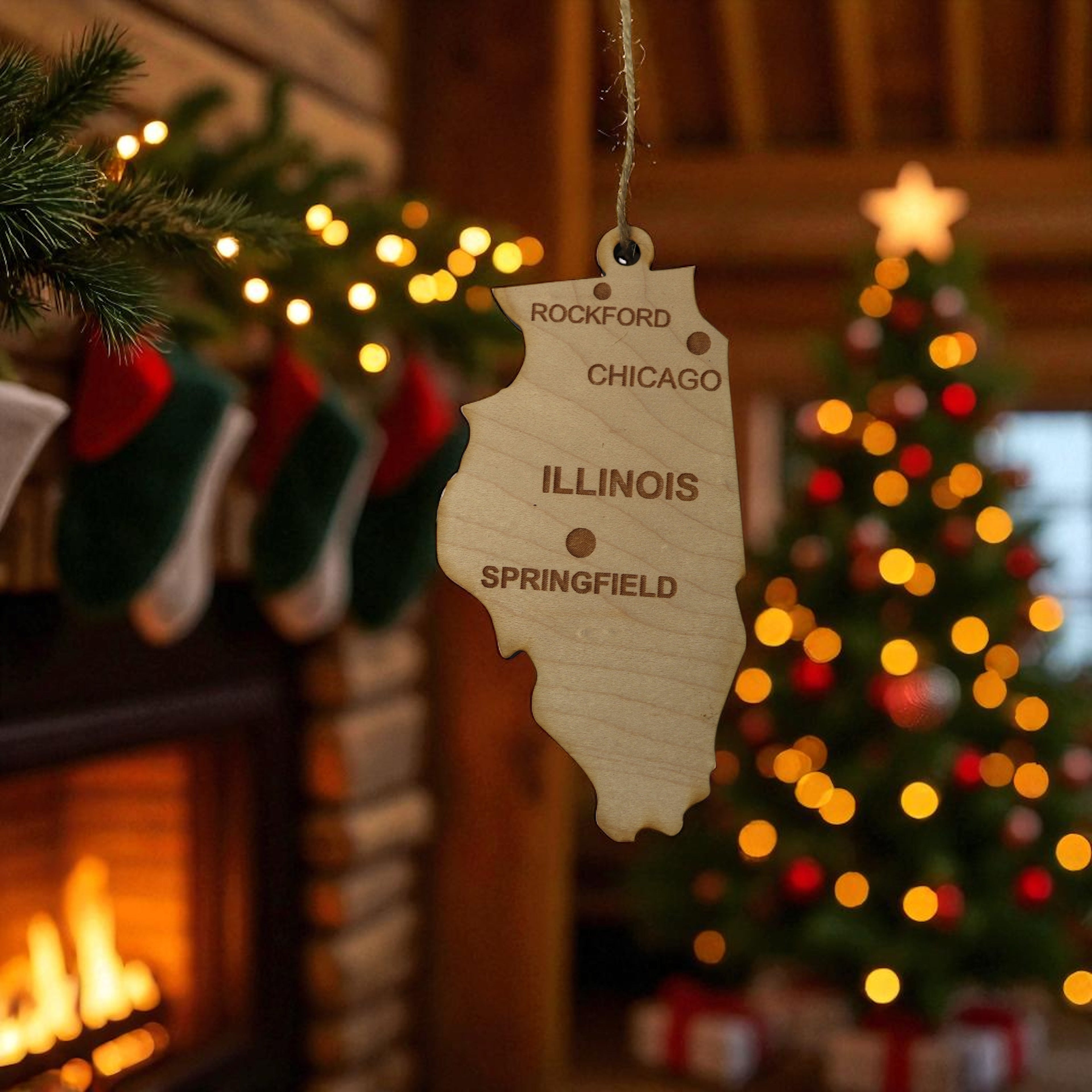 Ornament - CUSTOM - Illinois State with Cities