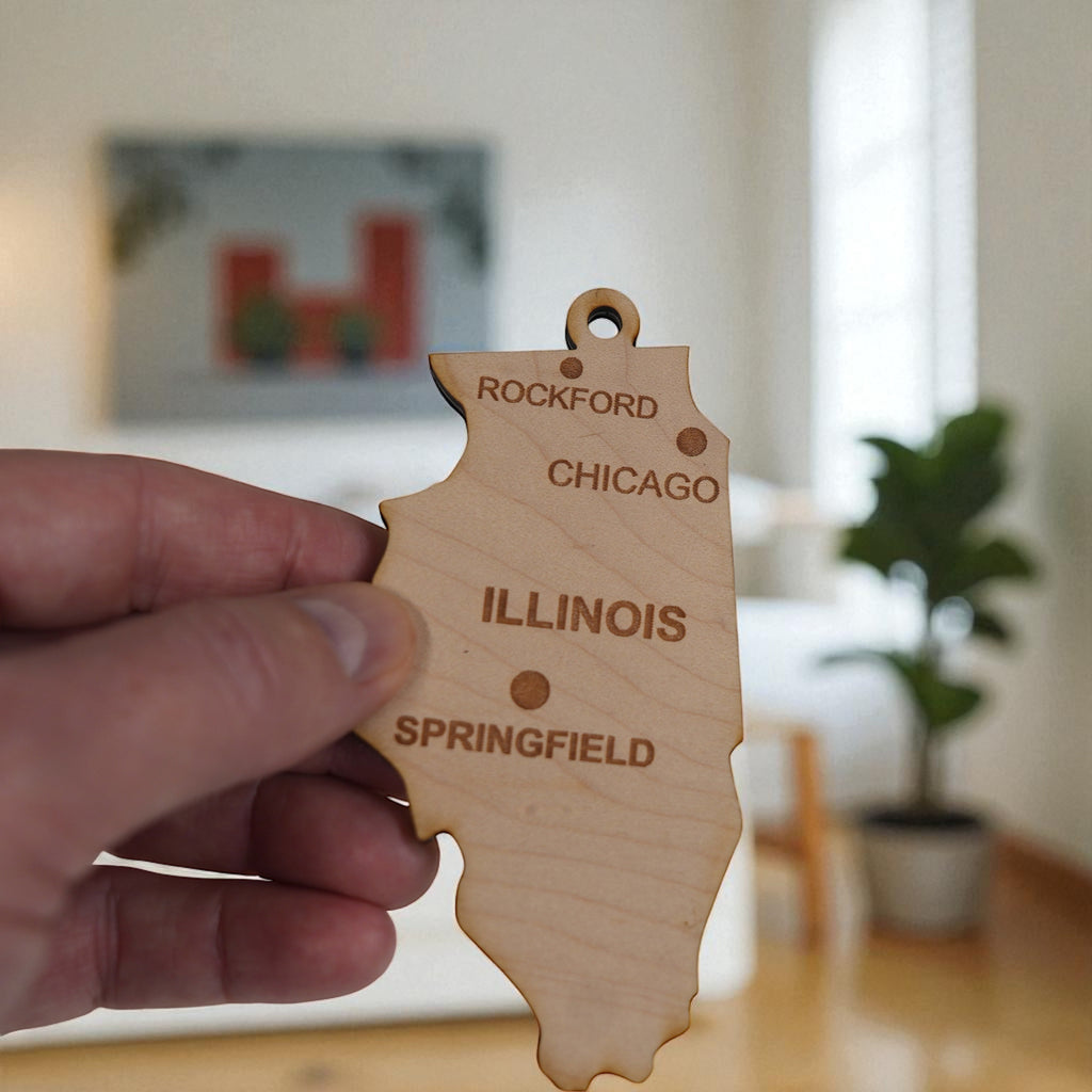 Ornament - CUSTOM - Illinois State with Cities